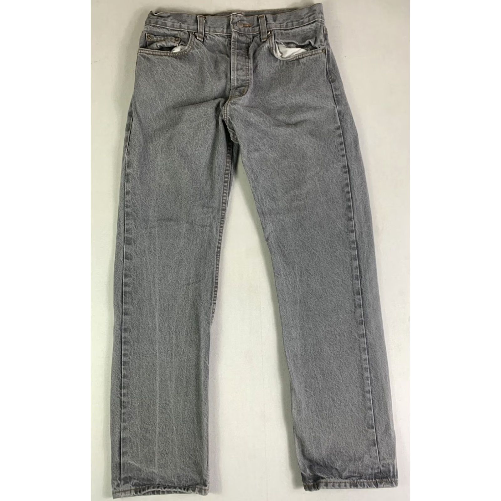 Levi's VINTAGE Levi’s 501 Jeans Mens 34x32 Gray Button Fly Made in USA 2008 Fits 31x31 Denim Straight Baggy Casual Regular Mens Size US 31 - 3 Thumbnail