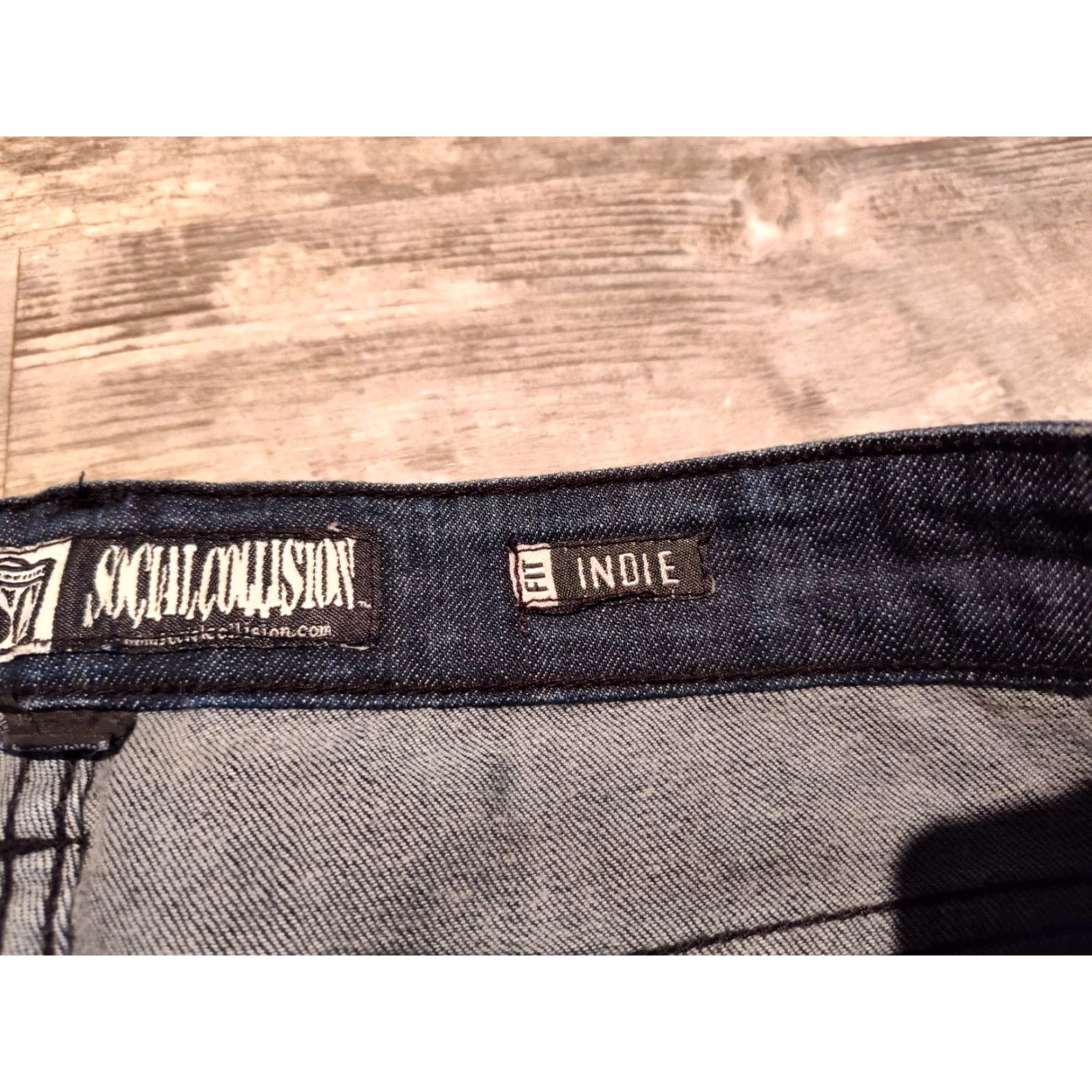 Vintage VINTAGE Social Collision Indie Fit Men's Blue Jeans Straight Stretch 36x30 Denim Dark Wash Casual Pants Size US 36 / EU 52 - 7 Thumbnail