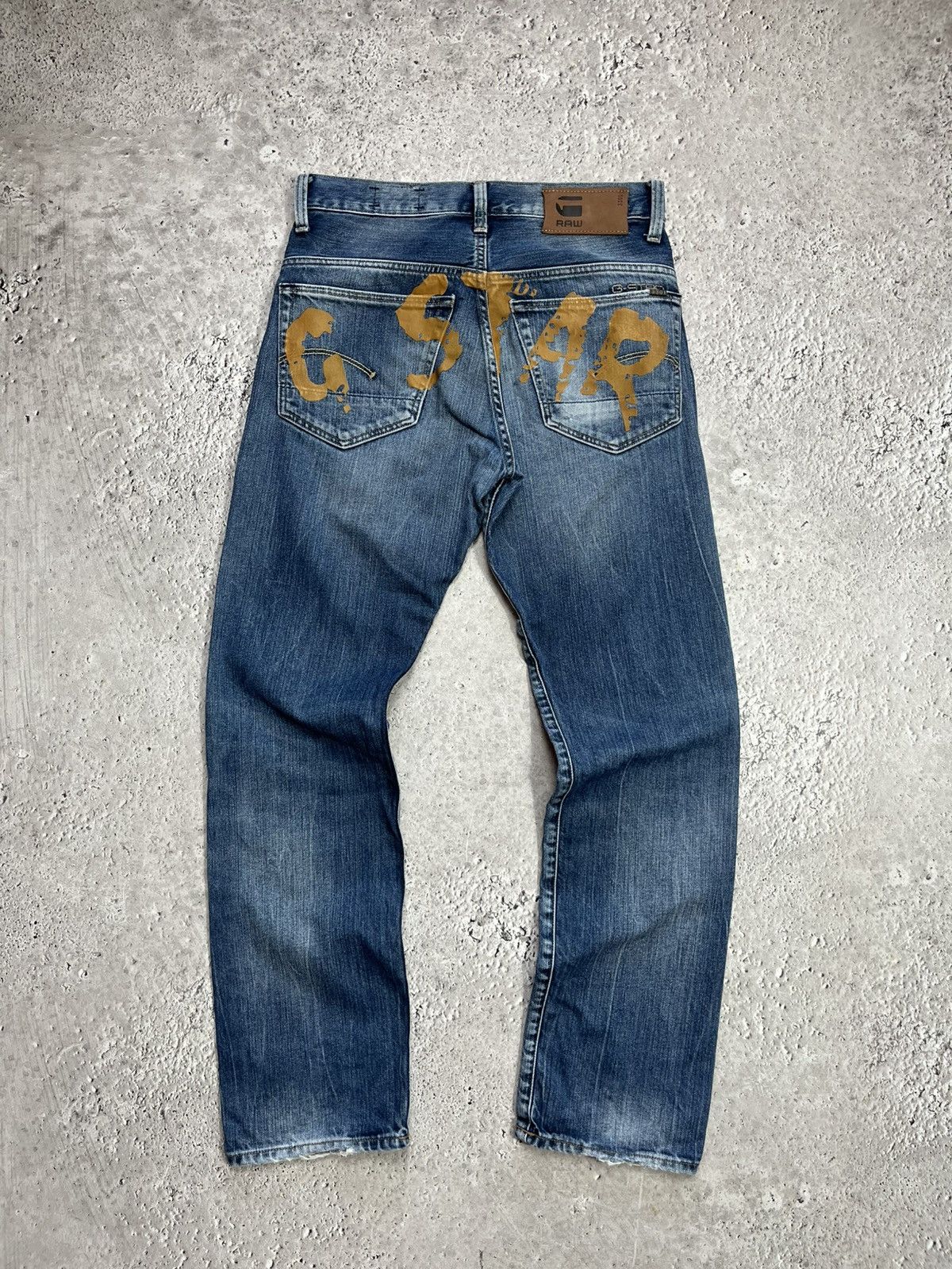 G-Star G-Star RAW Custom Big Logo Denim Jeans Distressed Blue Size US 29 - 1 Thumbnail