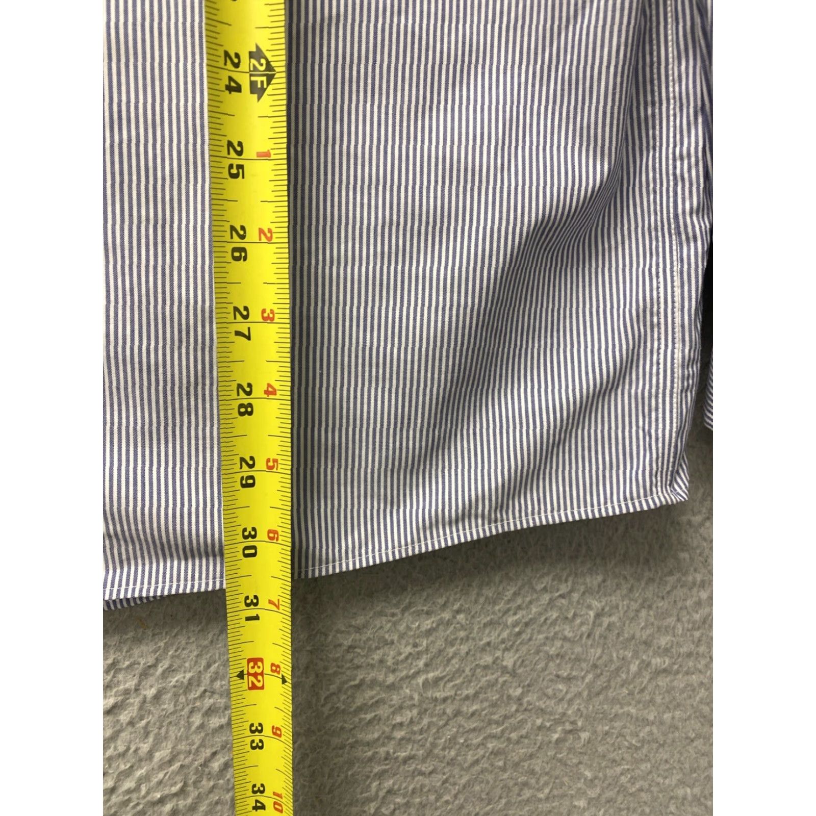Vintage Jos A Bank Dress Shirt Men XL Navy Striped Button Up Knit Easy Care Stretch 11851 Mens Size 46R - 7 Thumbnail