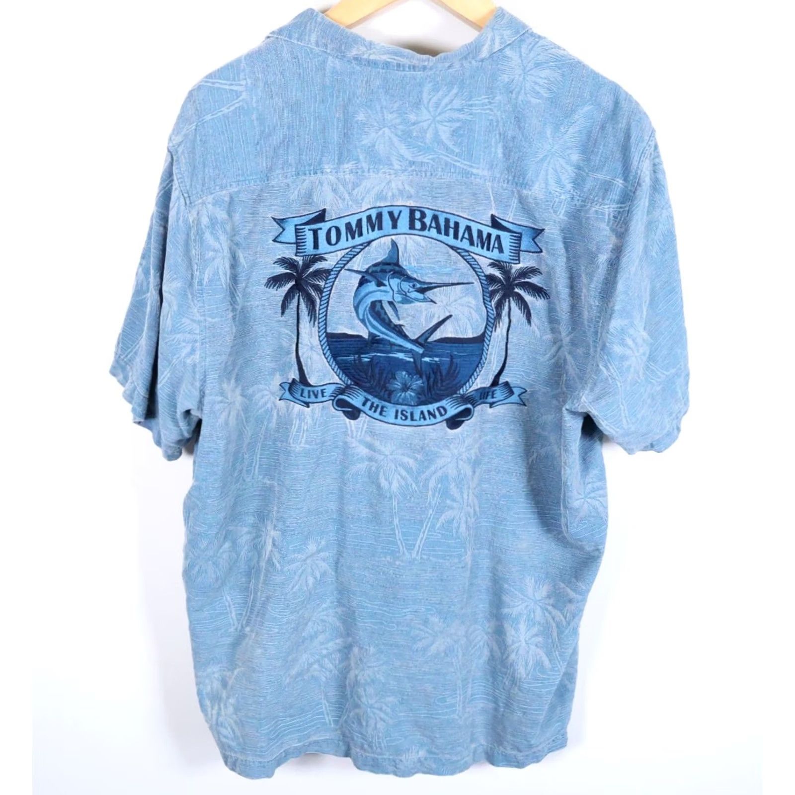 Tommy Bahama Tommy Bahama Silk Loop Collar Shirt Men's 2XL Blue Live Island Life Embroidered Size US XXL / EU 58 / 5 - 2 Thumbnail