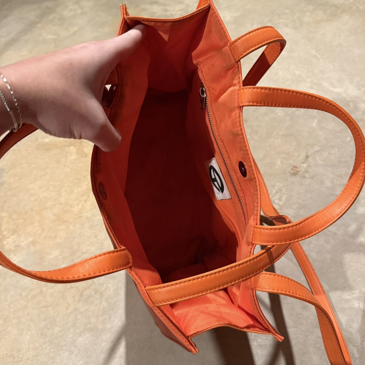 Telfar Telfar Shopping Tote Bag Orange Vegan Leather Medium Size ONE SIZE - 11 Thumbnail