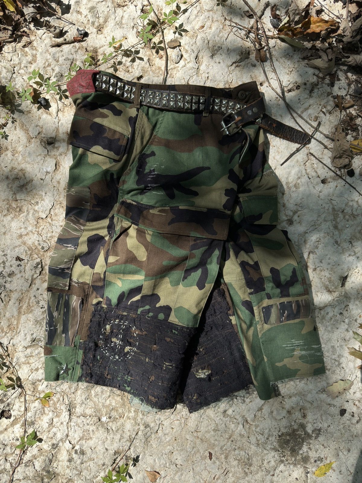 Other Reworked Military Shorts - Boro/Sashiko Detail Size US 32 / EU 48 - 5 Thumbnail