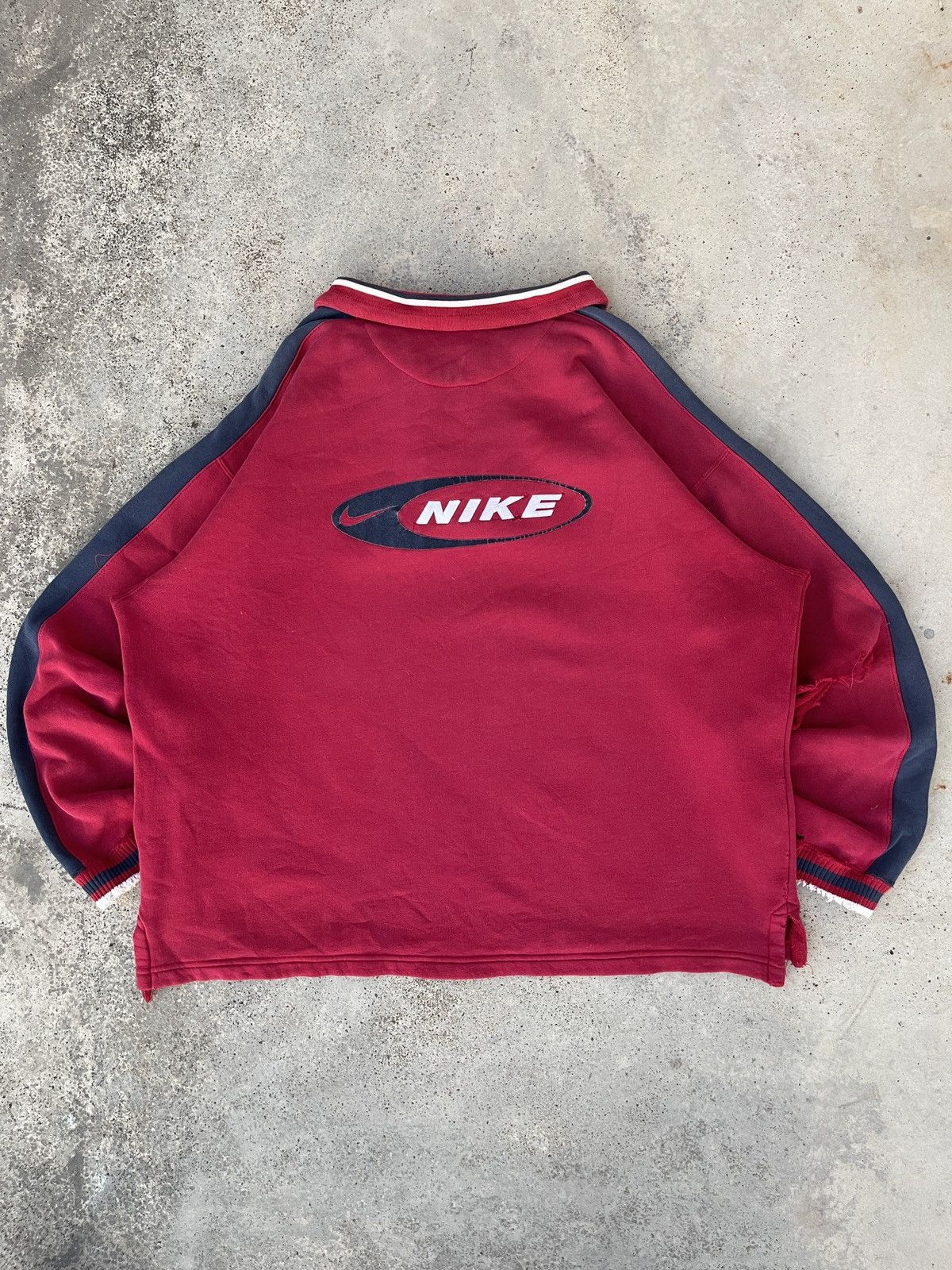 Nike × Vintage Vintage 90s Distressed Nike Half Zipper Sweatshirt Size US XXL / EU 58 / 5 - 3 Thumbnail