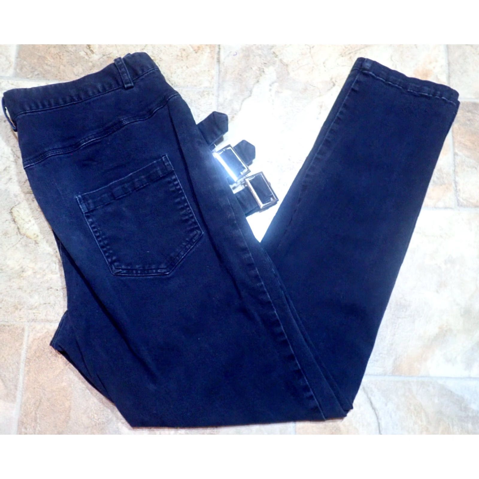 Vintage VINTAGE Women's Bondage Pants 29x25 Black Goth Punk Buckles Zippers Taper Leg Pant Women Size 29" - 2 Thumbnail