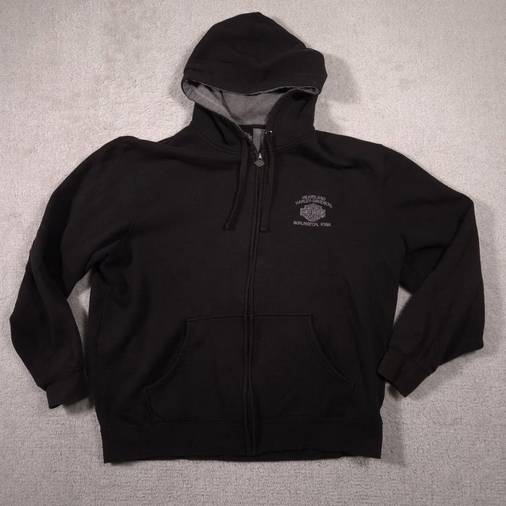Harley Davidson Harley-Davidson Hoodie Sweatshirt Mens XL Black Full Zip Lined Bar Shield Iowa Size US XL / EU 56 / 4 - 2 Thumbnail