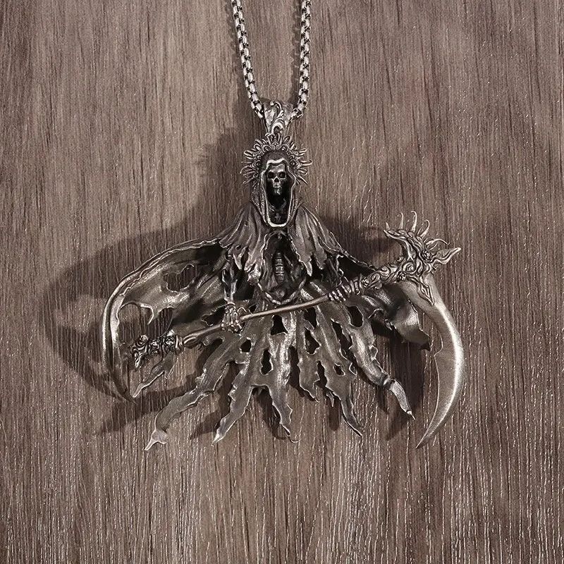 Japanese Brand Hell Reaper Scythe Death Skull Demon Necklace Size ONE SIZE - 2 Thumbnail