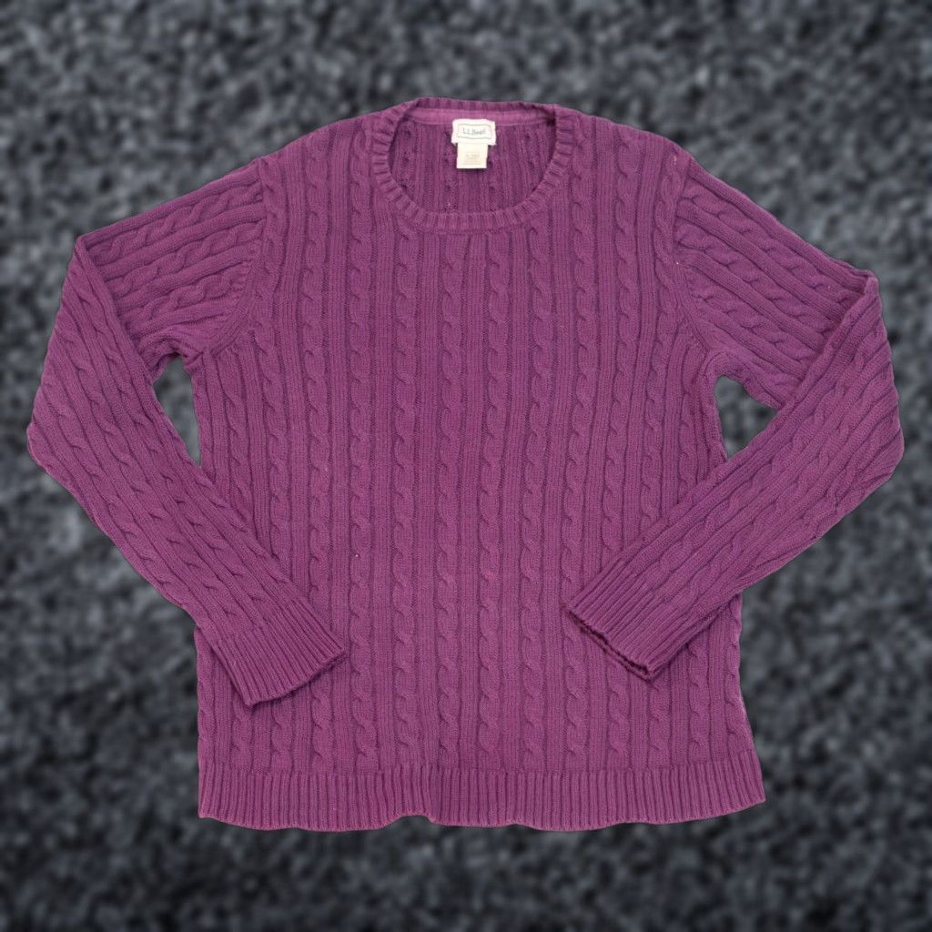 Vintage VINTAGE LL Bean Sweater Womens XL Purple Cable Knit Fisherman Cotton Classic Style Cozy Size XL / US 12-14 / IT 48-50 - 1 Thumbnail