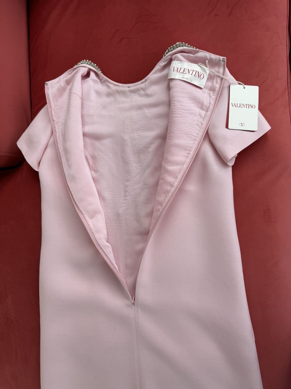Valentino Valentino wool+silk crepe couture crystal bow pink dress, 40 Size S / US 4 / IT 40 - 11 Thumbnail