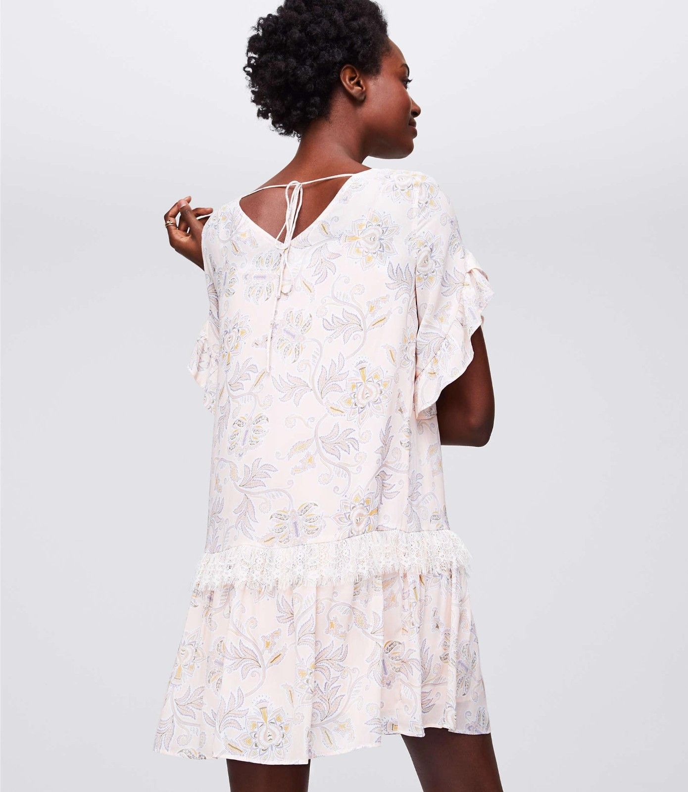 Loft Lacy Floral Flounce Dress in Light Pink NWOT $89.50 Size M / US 6-8 / IT 42-44 - 3 Thumbnail