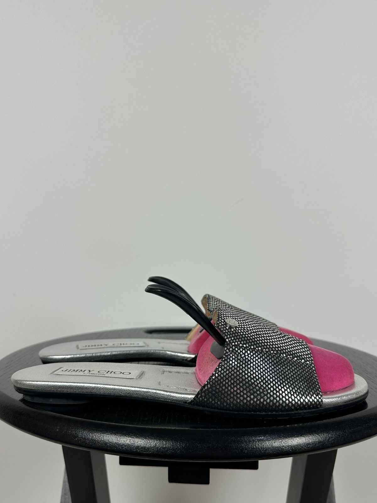 Jimmy Choo Jimmy Choo Metallic Black Snake Leather Slides Sandals Size US 6 / IT 36 - 11 Thumbnail