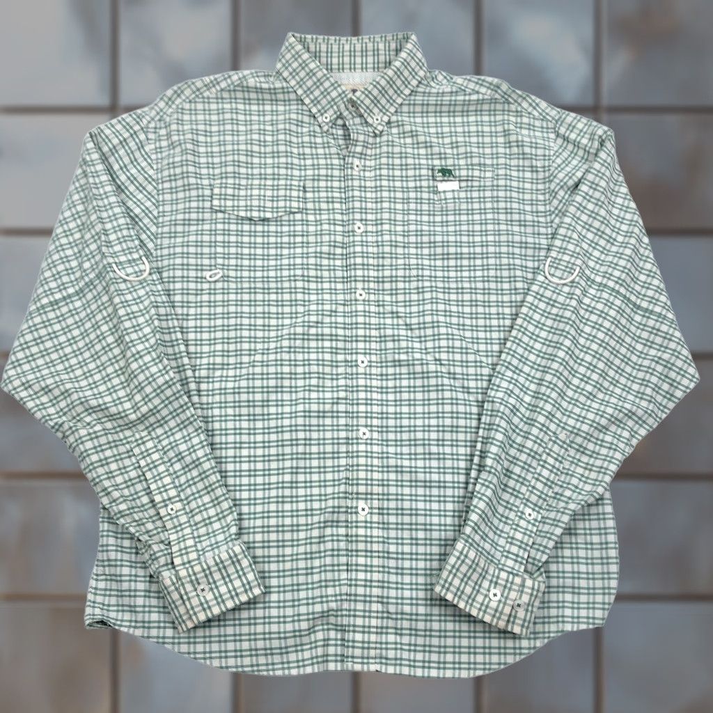 Vintage Onward Reserve Shirt Mens M Performance Nylon Green Gingham Check Shirt Size US M / EU 48-50 / 2 - 1 Thumbnail