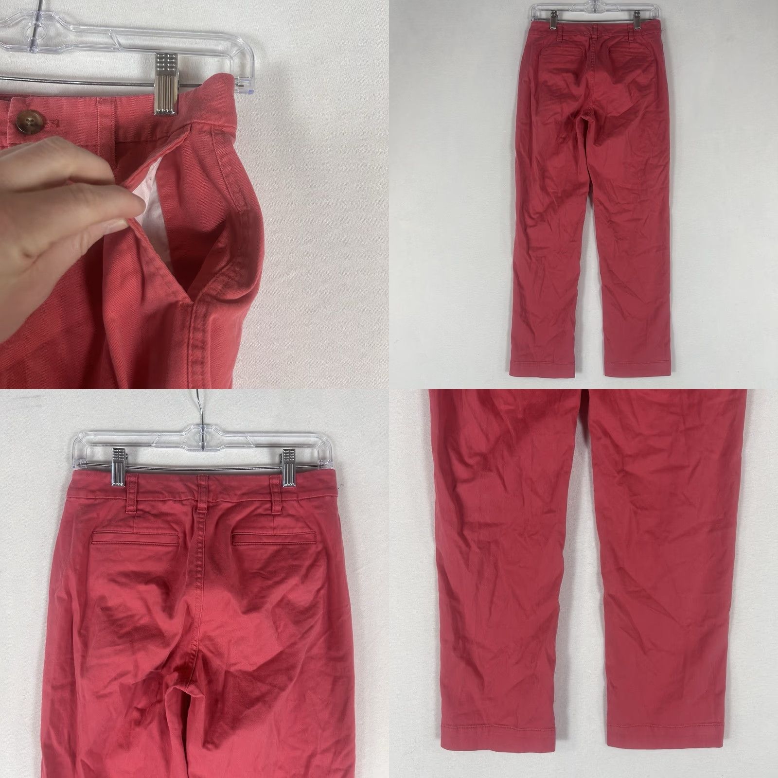 J.Crew J.Crew Chino Pants Womens 00 Red Straight Leg Pockets Casual City College Preppy Size 25" / US 0 / IT 36 - 8 Thumbnail
