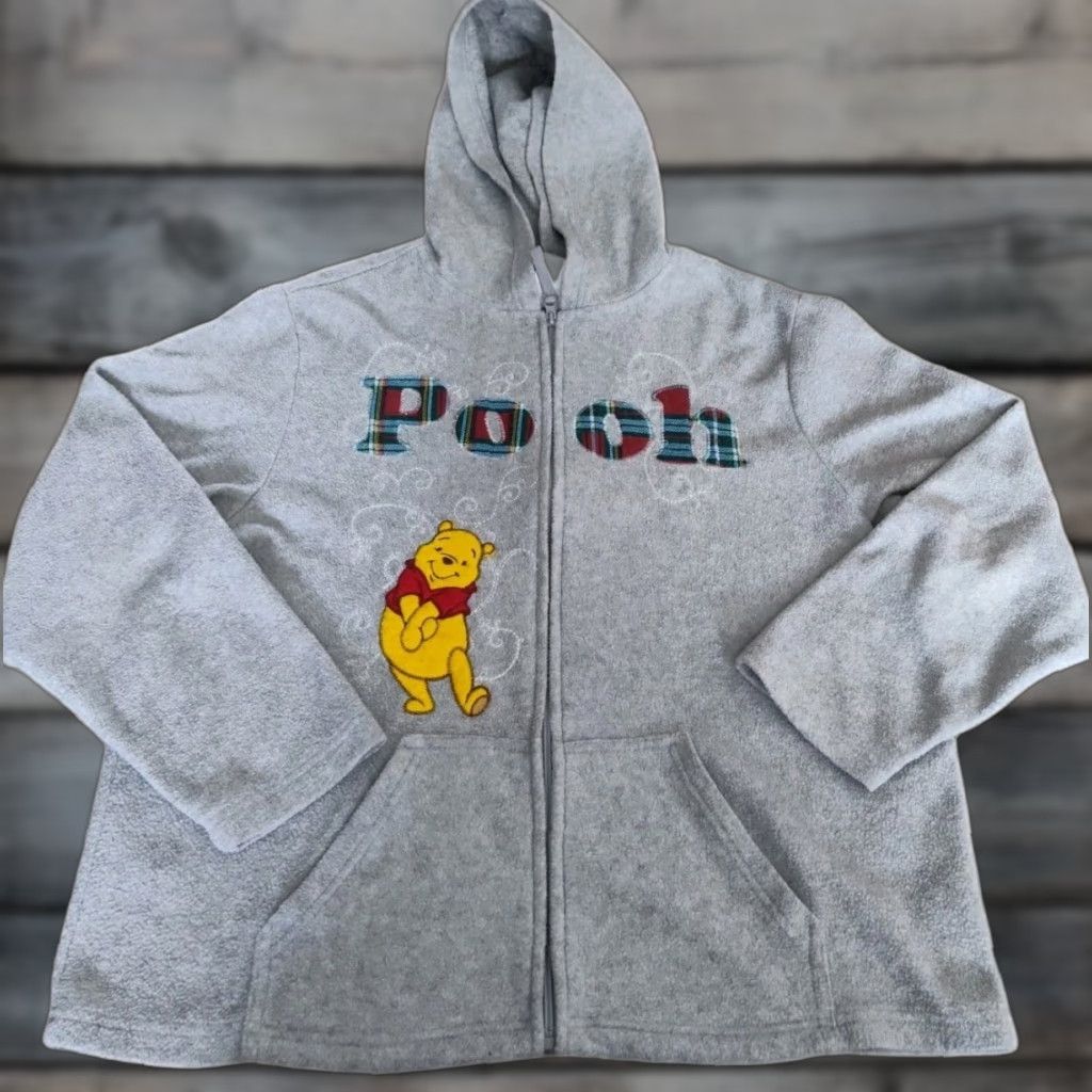 Disney Disney Winnie The Pooh Sweater Womens XL Gray Fleece Full Zip Embroidered Y2K Size XL / US 12-14 / IT 48-50 - 1 Thumbnail