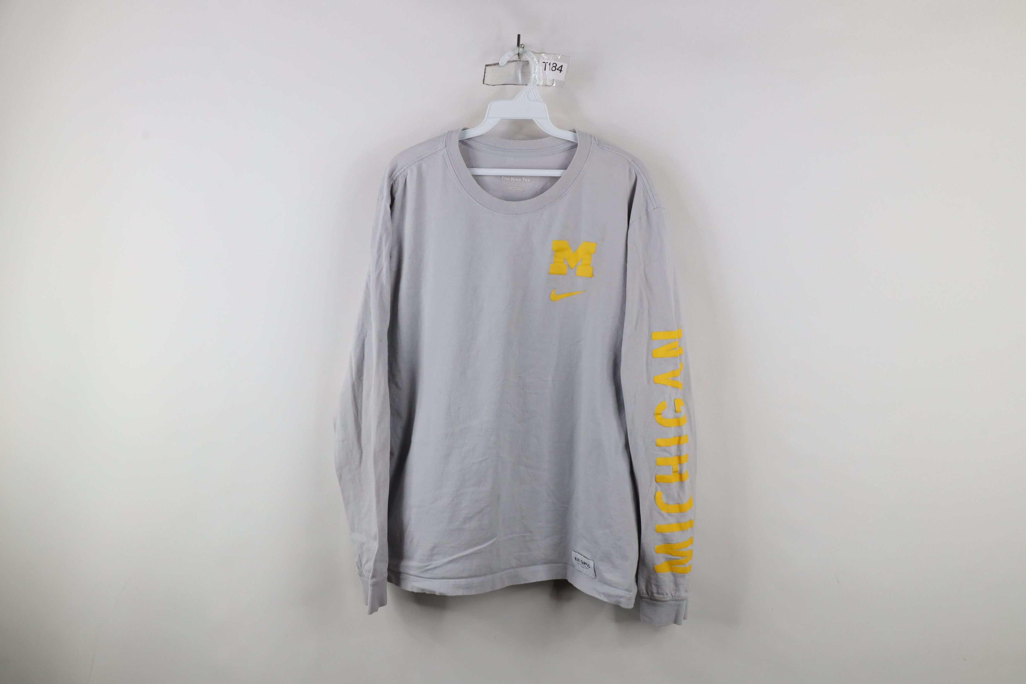 Nike × Vintage Nike Campus University of Michigan Long Sleeve T-Shirt Gray Size US XL / EU 56 / 4 - 1 Thumbnail