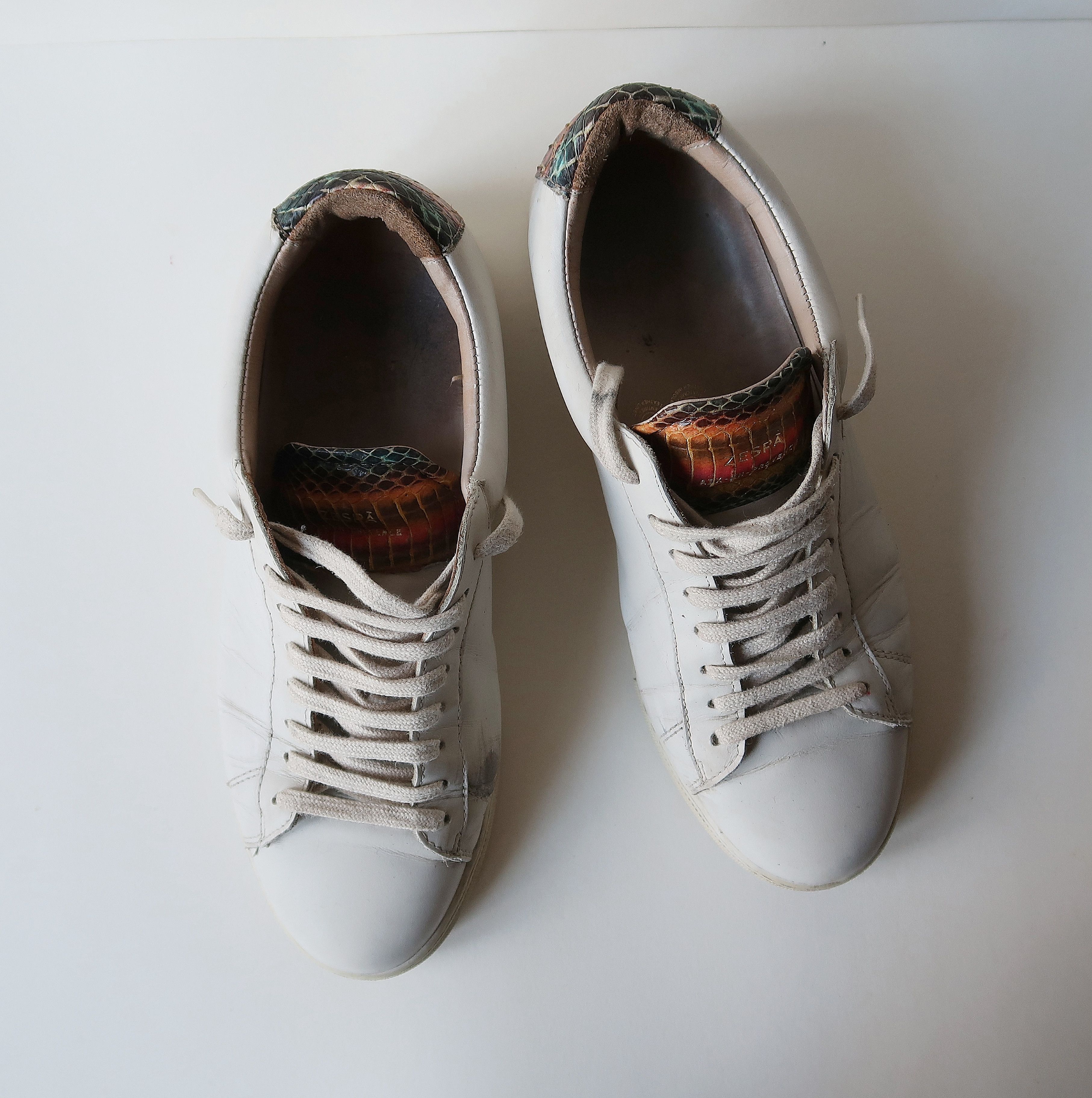 ZESPA White Nappa Leather Womens Low Top Sneakers Size US 9 / IT 39 - 1 Thumbnail