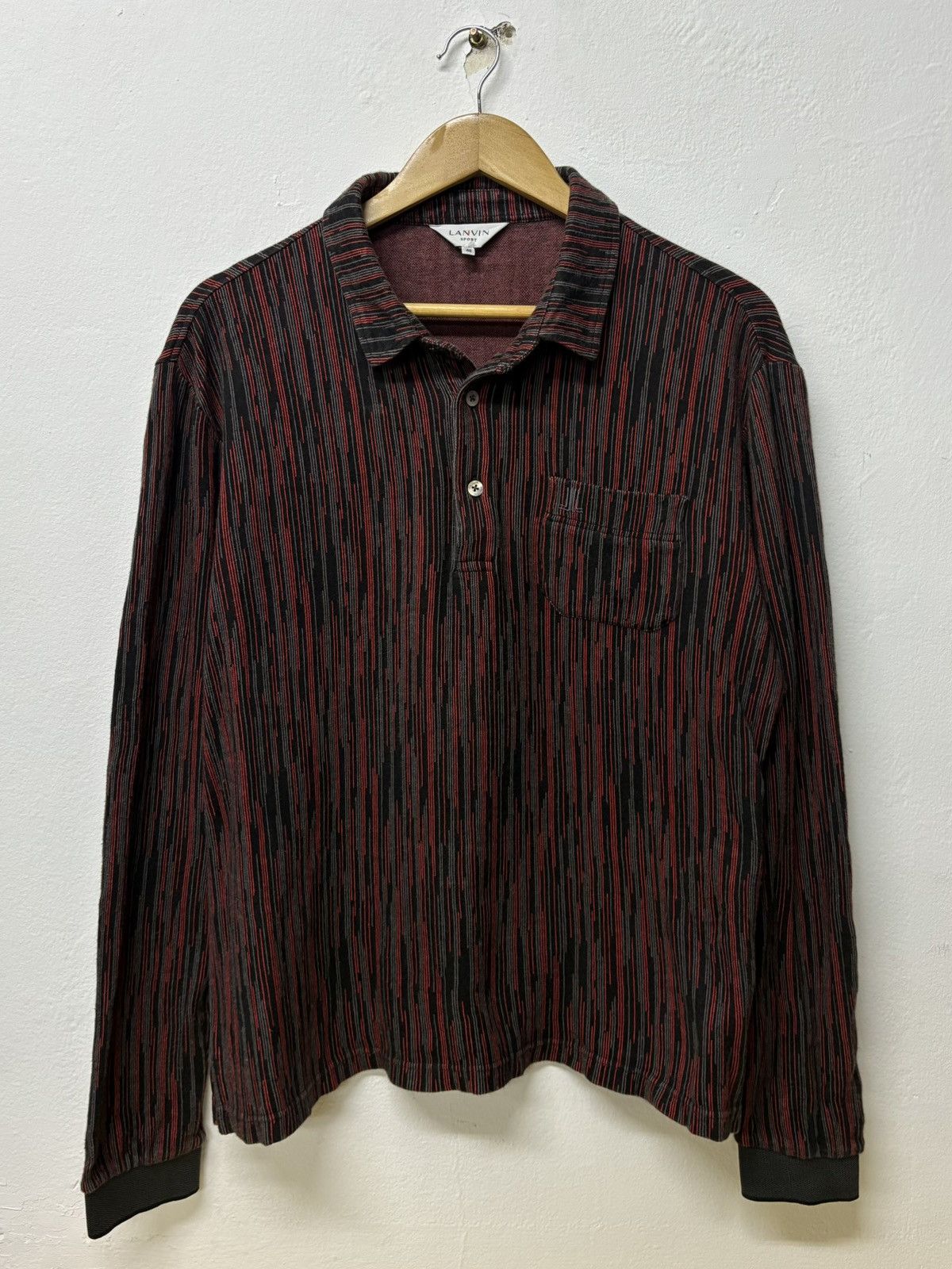 Lanvin Vintage Lanvin Paris Sport Long Sleeve Cotton Polo Size US M / EU 48-50 / 2 - 1 Thumbnail