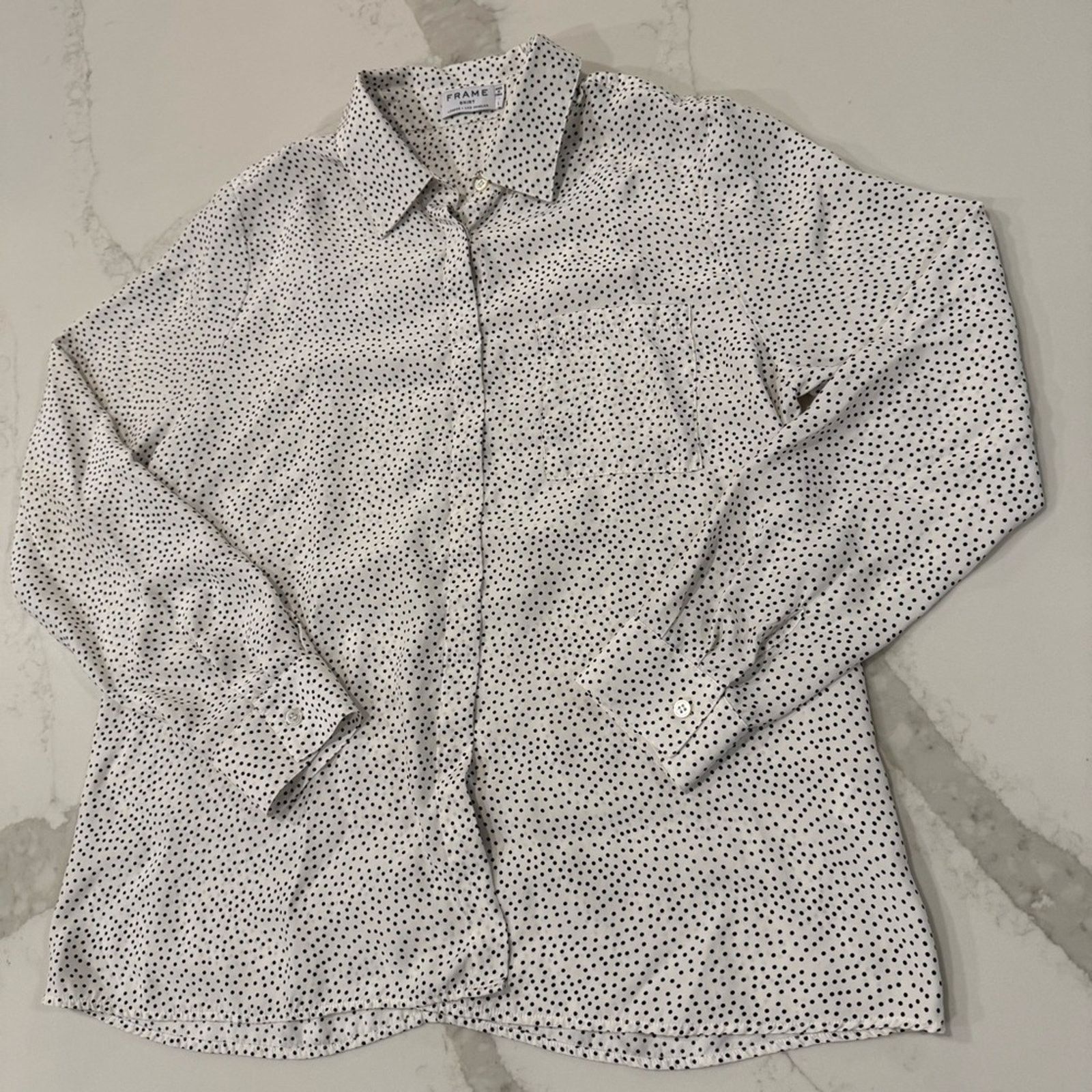 Frame Frame 100% Silk Polka Dot Button Down Blouse Women's Large Size L / US 10 / IT 46 - 2 Thumbnail