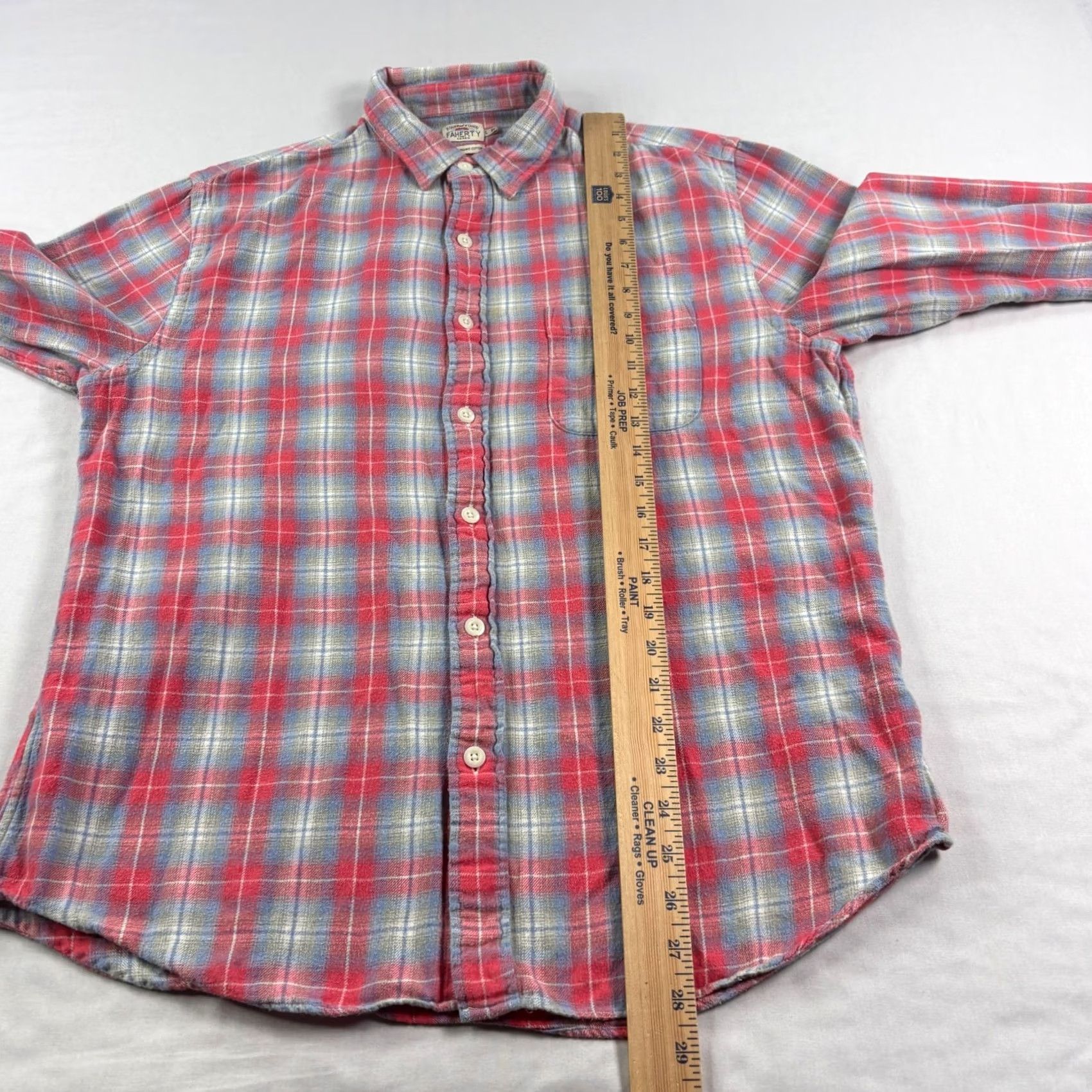 Faherty Faherty Shirt Mens L Plaid Lightweight Flannel Button-Up Cotton Pocketed Casual Long Sleeve Shirt Size US L / EU 52-54 / 3 - 5 Thumbnail