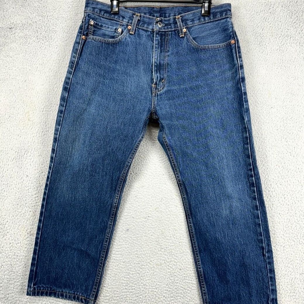 Levi's Levi's 505 Jeans Mens 36X29 Blue Distressed Red Tab 5 Pocket Denim Pants Straight Jeans Mens Regular Waist 32 Inseam 29 Info Vintage No Size US 36 / EU 52 - 2 Thumbnail