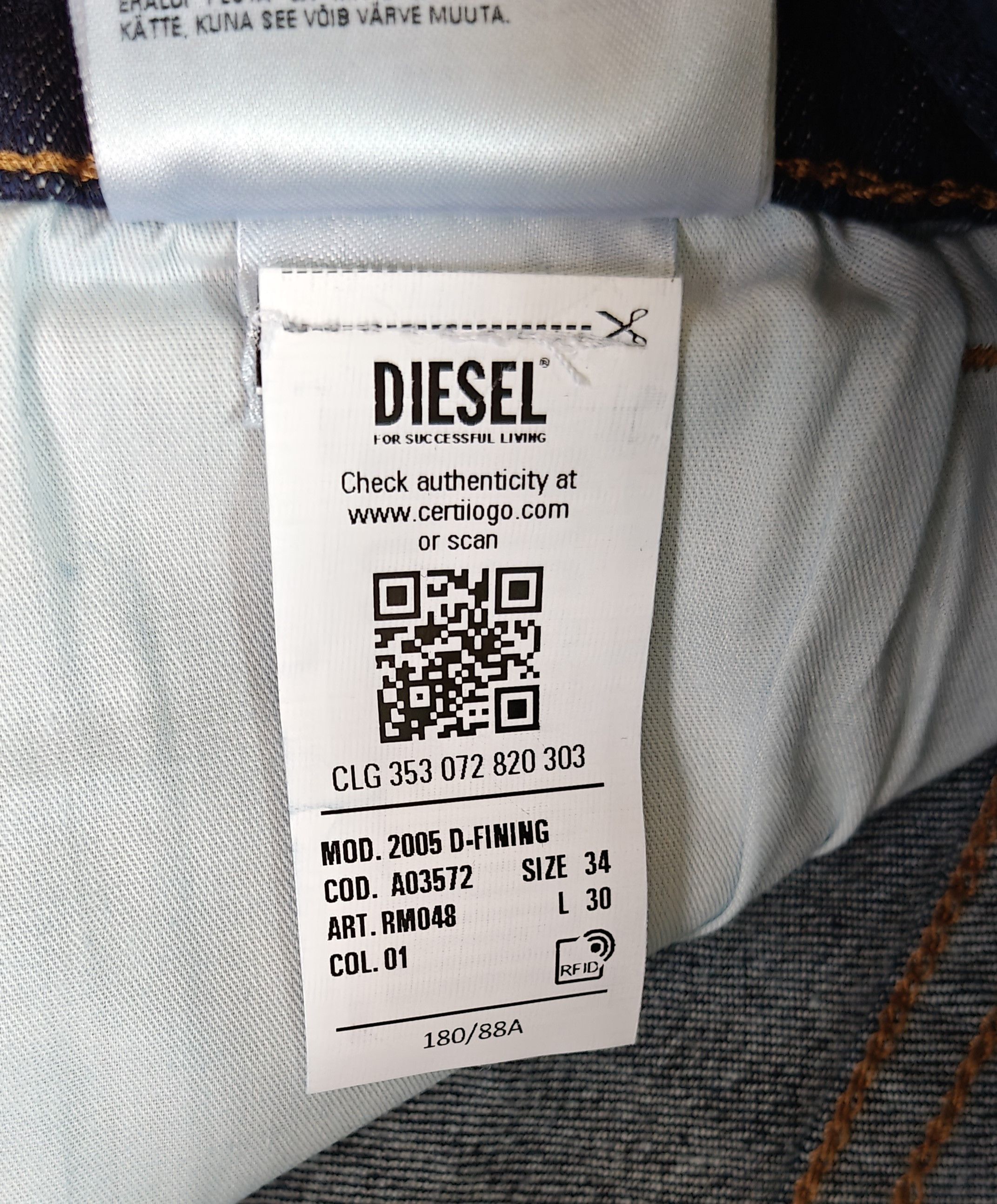 Diesel Diesel 2005 D-FINING Men's Jeans Free Shipping T/9545 Size US 34 / EU 50 - 7 Thumbnail