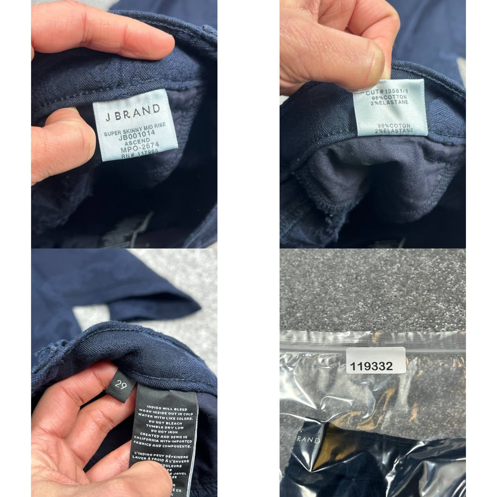 J Brand J Brand Jeans Women's 29 Blue Denim Floral 5-Pocket Skinny Mid Rise Cotton Denim 30x29 Modern Classic Size 29" - 8 Thumbnail