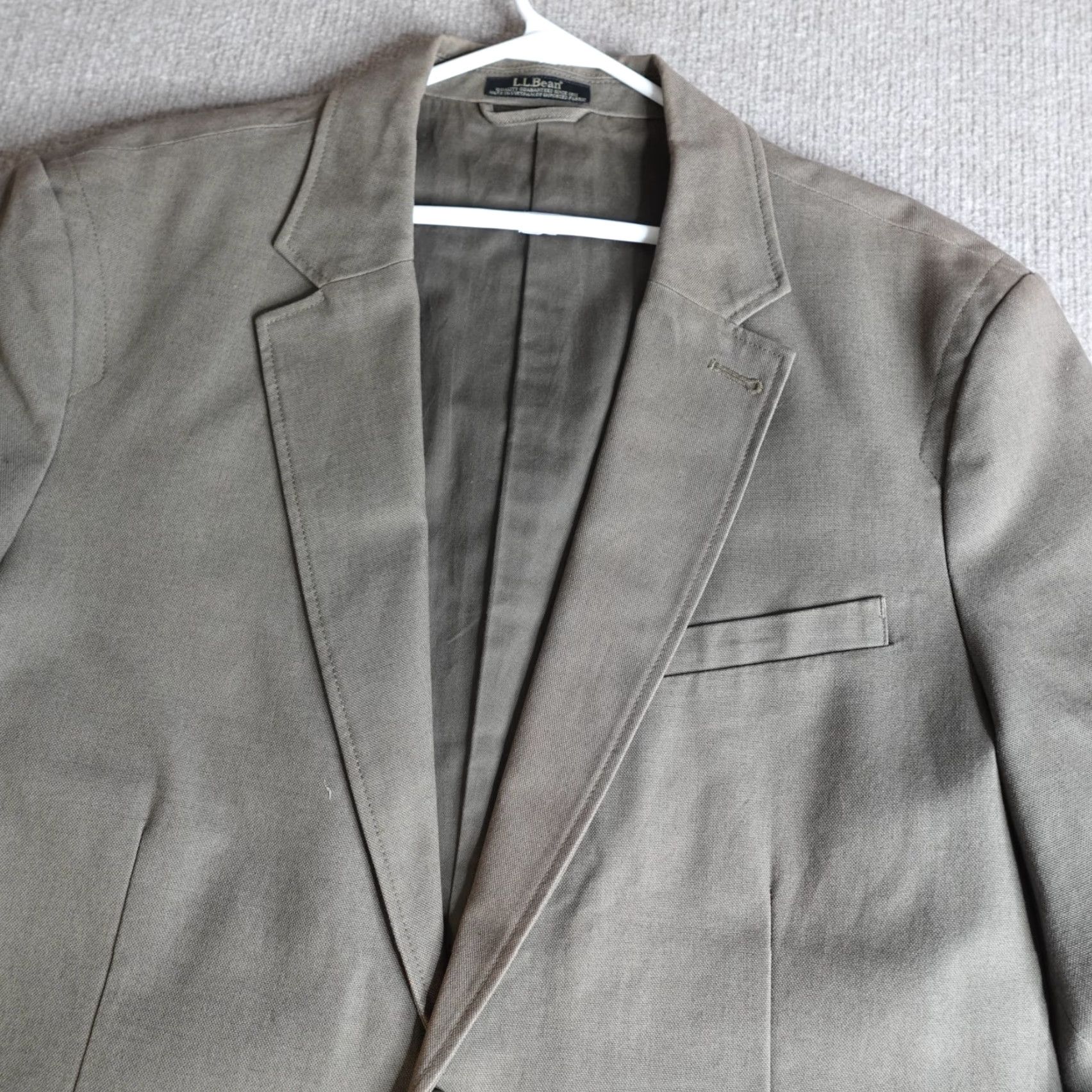 Vintage L.L. Bean Sport Coat 48 Tall Brown Canvas 100% Cotton Safari NEW READ Men Blazer Jacket Coat Notch Lapel Two-Button Long Treated Sun Fade Vintage No Size 48R - 3 Thumbnail