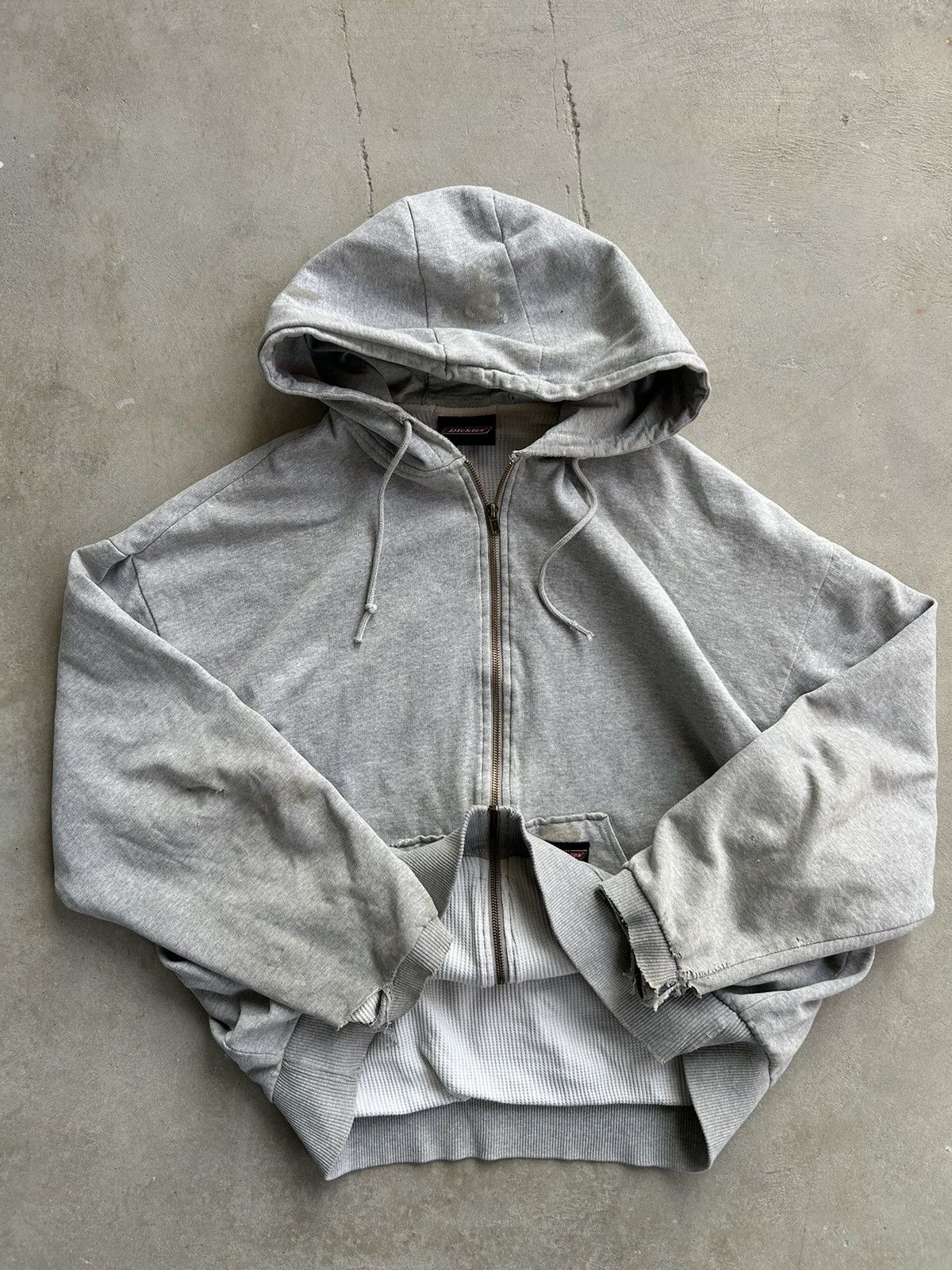 Dickies × Vintage Vintage Dickies Waffle Knit Lined Zip Hoodie Size US XL / EU 56 / 4 - 3 Thumbnail