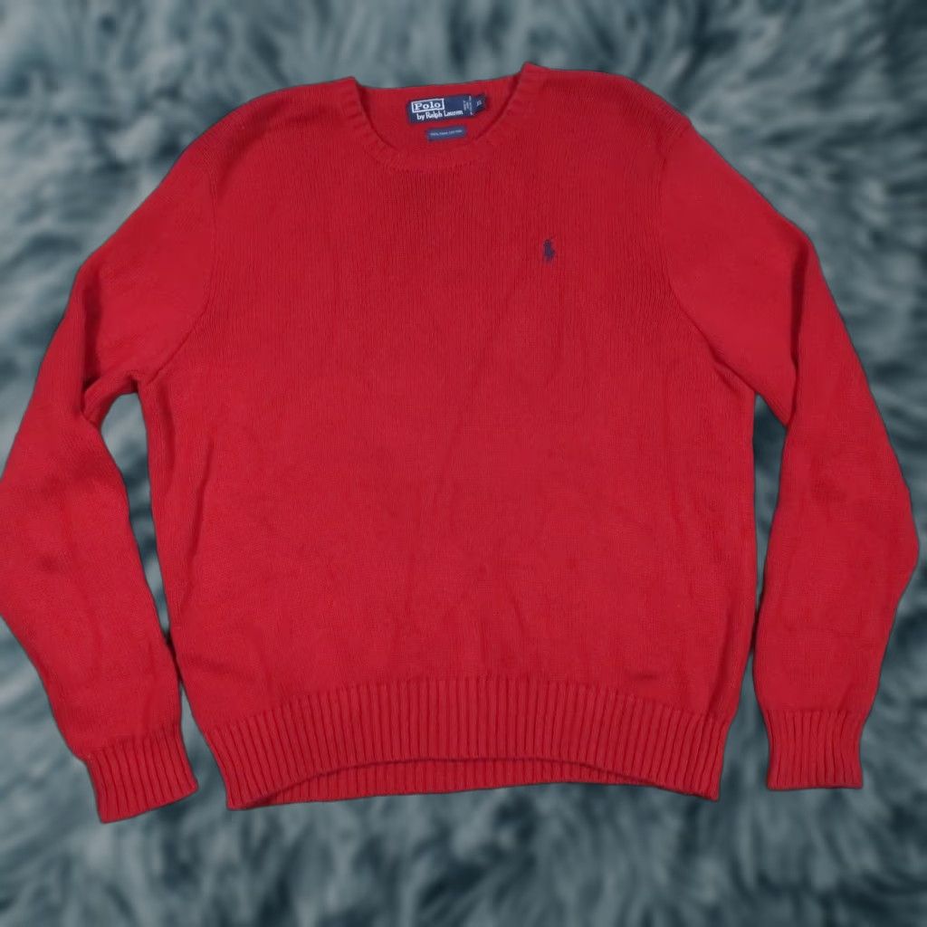 Polo Ralph Lauren VINTAGE Polo Ralph Lauren Sweater Mens XL Red Crew Neck Pullover Knit Solid Logo 90s Grunge Rock Classic Designer Casual All Seasons Size US XL / EU 56 / 4 - 1 Thumbnail