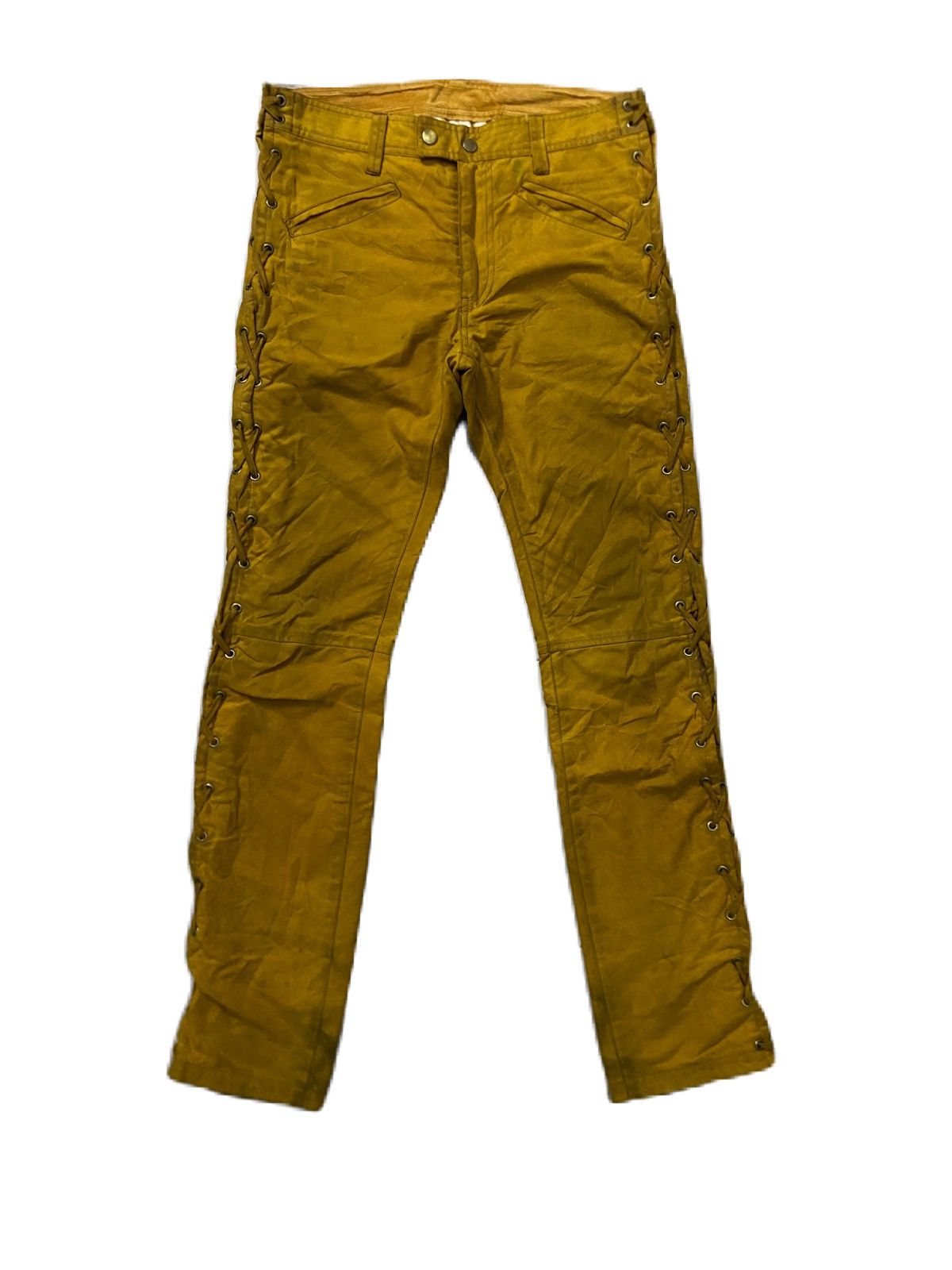 JAPAN BRAND SIDE LACES DESIGN UNUSED CASUAL WAX PANTS WITH