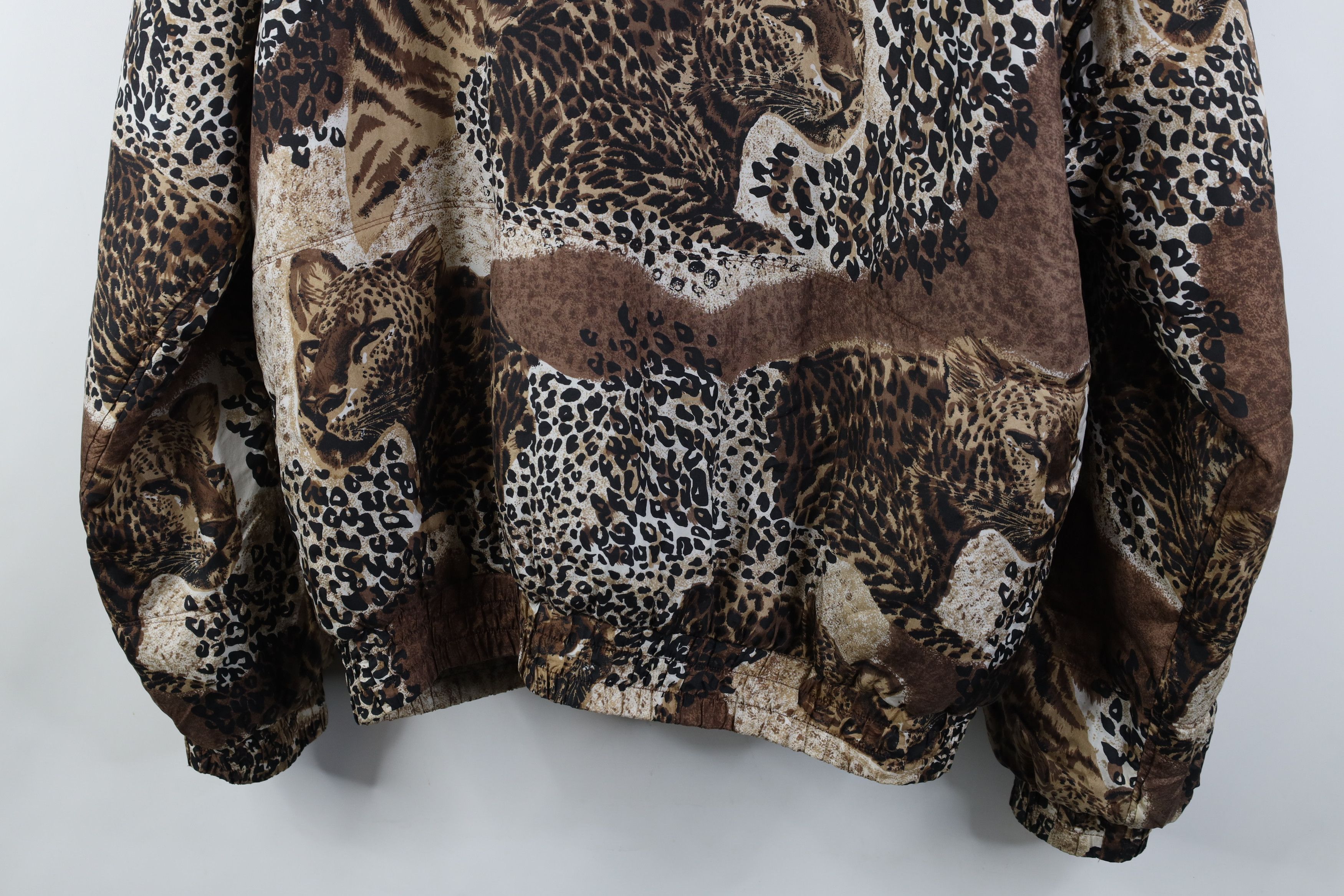 Vintage Vintage 90s Streetwear Leopard Full Zip Silk Bomber Jacket Size 3XL / US 20-22 - 14 Thumbnail