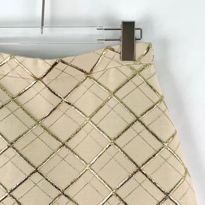 Valentino Valentino Light yellow diamond checkered gold thread wool Size S / US 4 / IT 40 - 3 Thumbnail