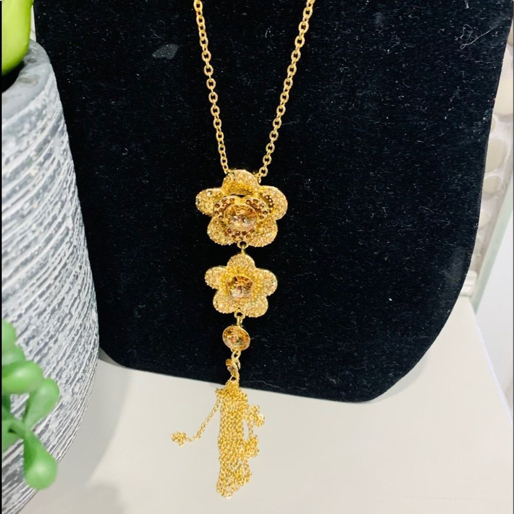 Other Beautiful Long Gold Floral amber Necklace Size ONE SIZE - 2 Thumbnail