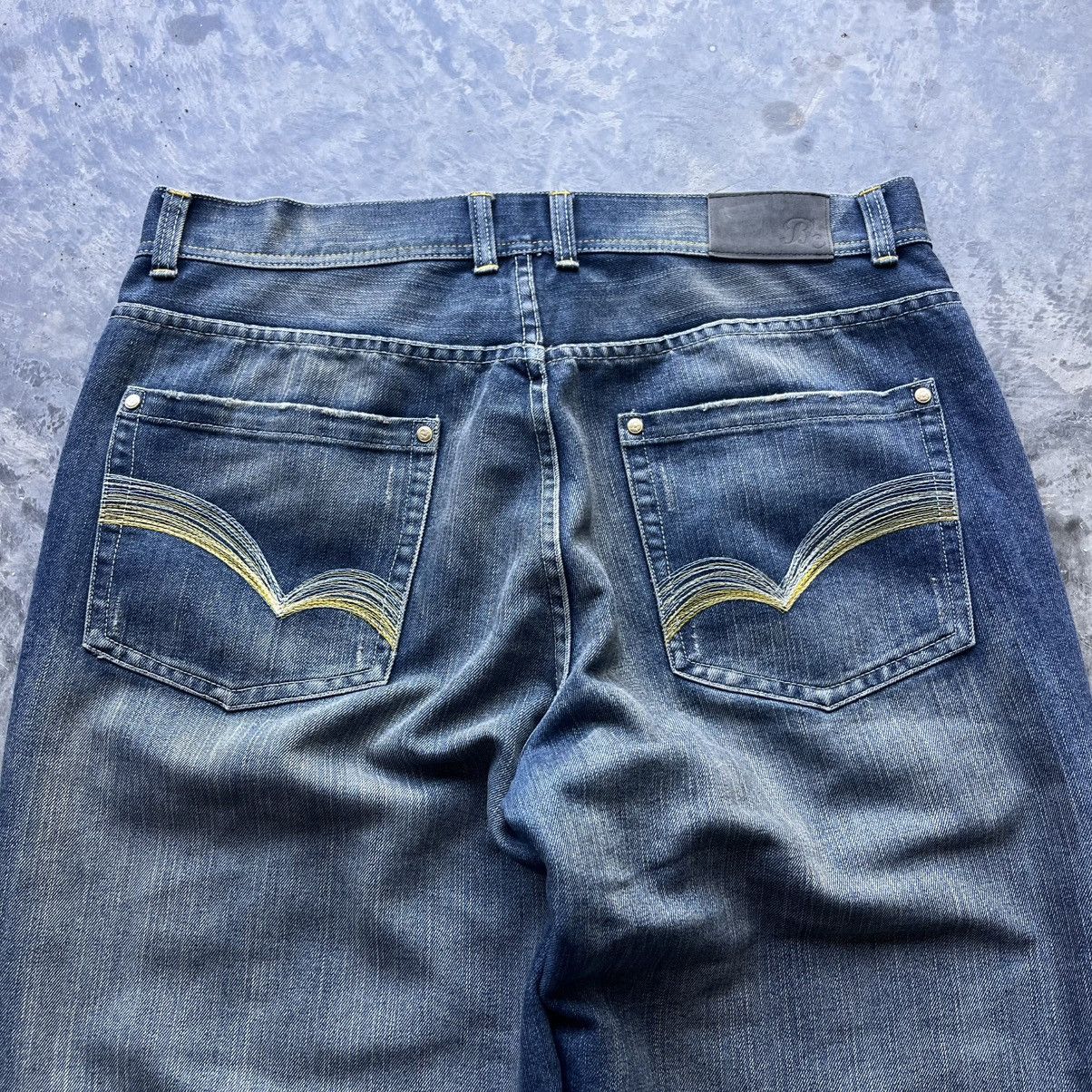 Japanese Brand × Vintage Crazy Y2K Baggy BC Jeans Washed Denim Embroidered Pockets Size US 38 / EU 54 - 5 Thumbnail
