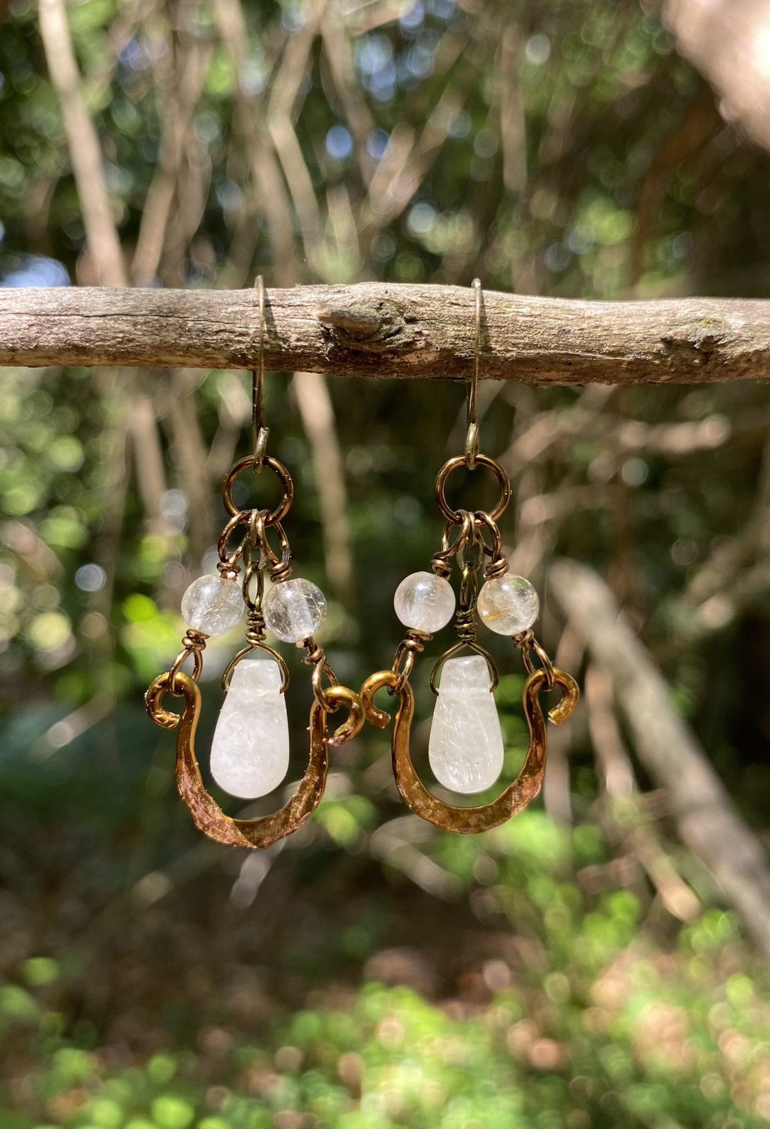 Handmade Quartz Drop Hoop Earrings Size ONE SIZE - 3 Thumbnail