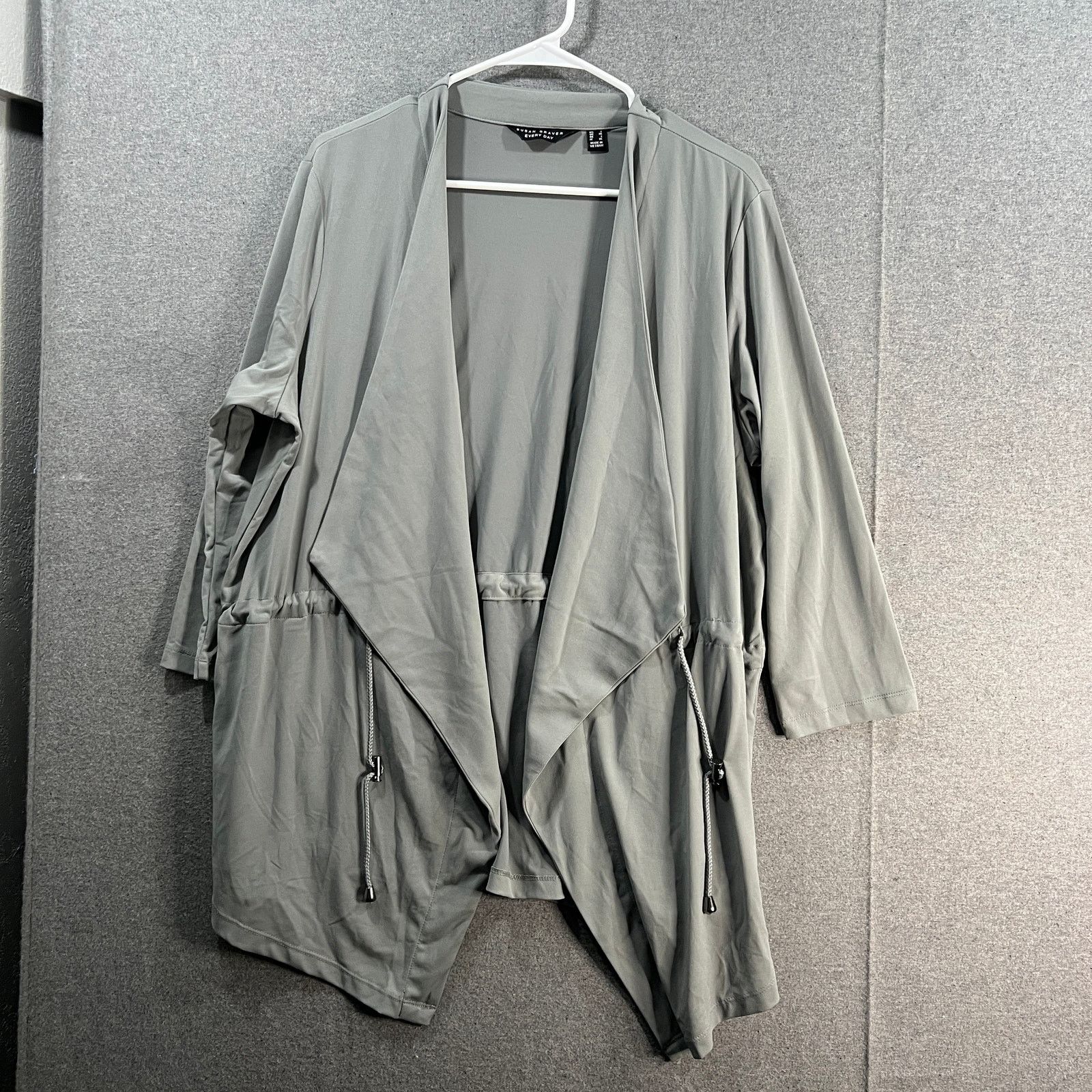 Other Susan Graver Liquid Knit Anorak Style Cardigan Silver Mist Size L / US 10 / IT 46 - 8 Thumbnail