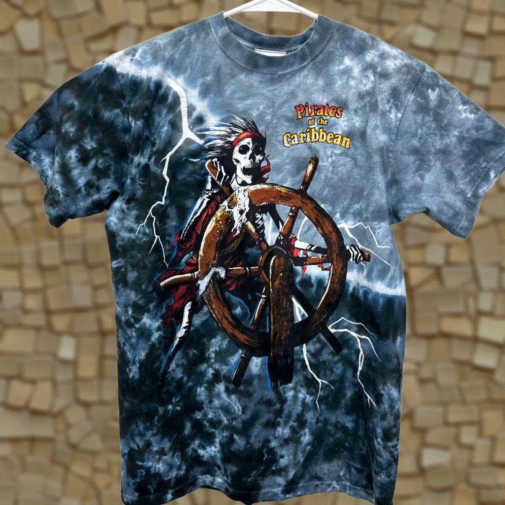 Liquid Blue VINTAGE Walt Disney Pirates of the Caribbean Tie Dye T Shirt Blue M Crew Neck Short Sleeve Jack Sparrow 90s Graphic Print Mens Size US M / EU 48-50 / 2 - 1 Thumbnail