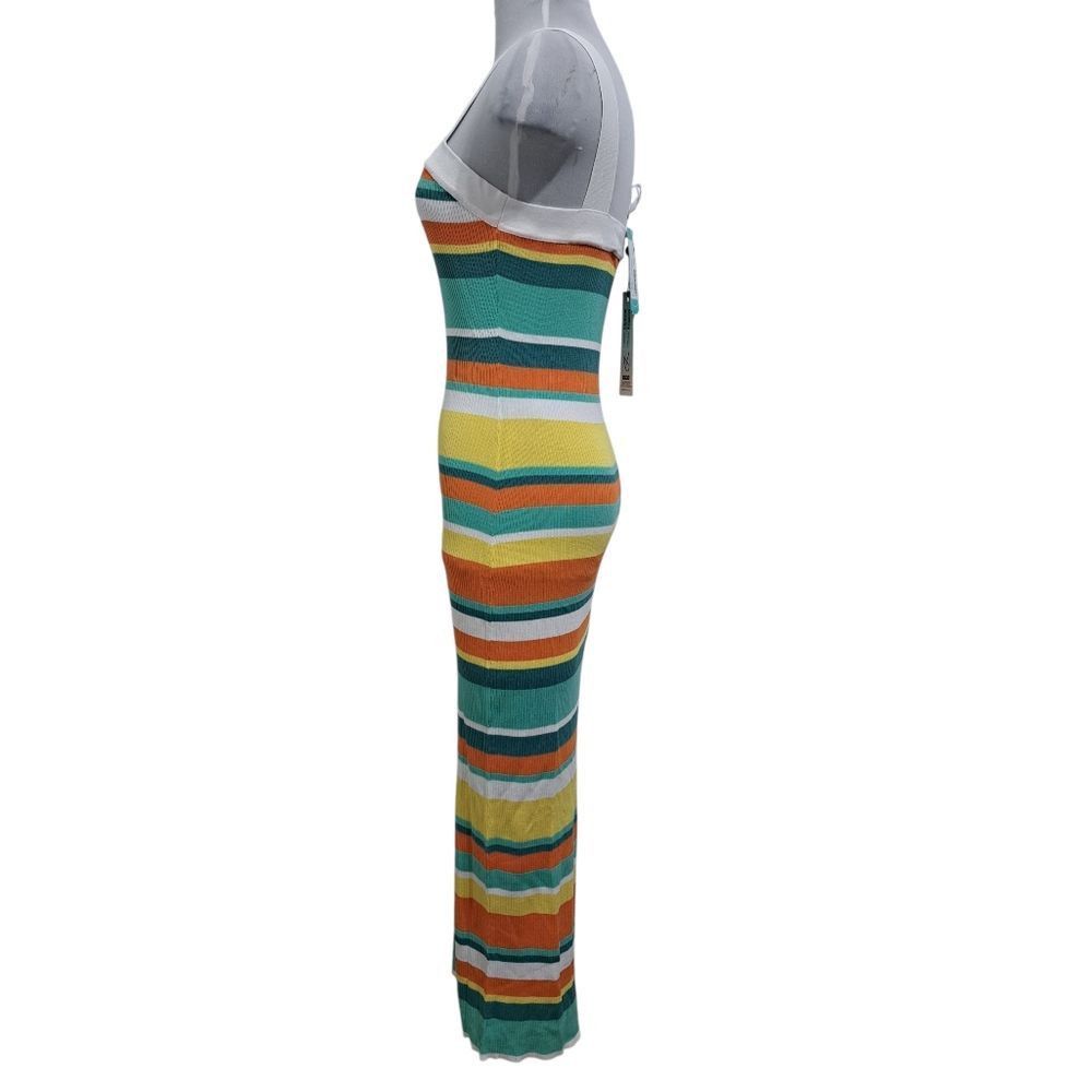 MINKPINK MinkPink Kosa Striped Knit Midi Dress Orange Multi Color Med Size M / US 6-8 / IT 42-44 - 4 Thumbnail