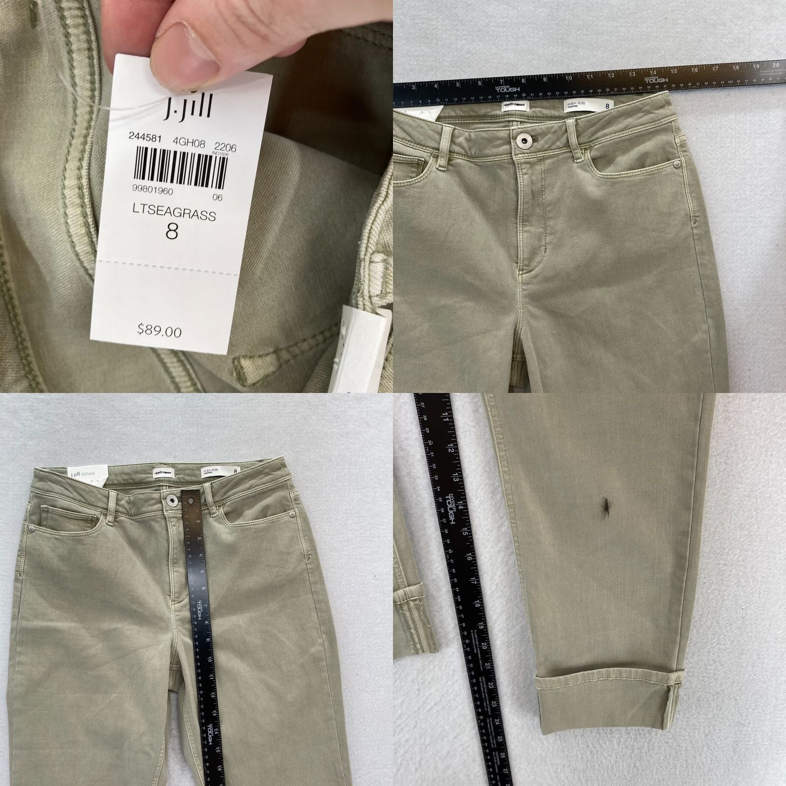 J. Jill J.Jill Jeans Women's 8 High Rise Cropped Light Green Stretch Denim Cuffed NWT Size 30" / US 8 / IT 44 - 8 Thumbnail
