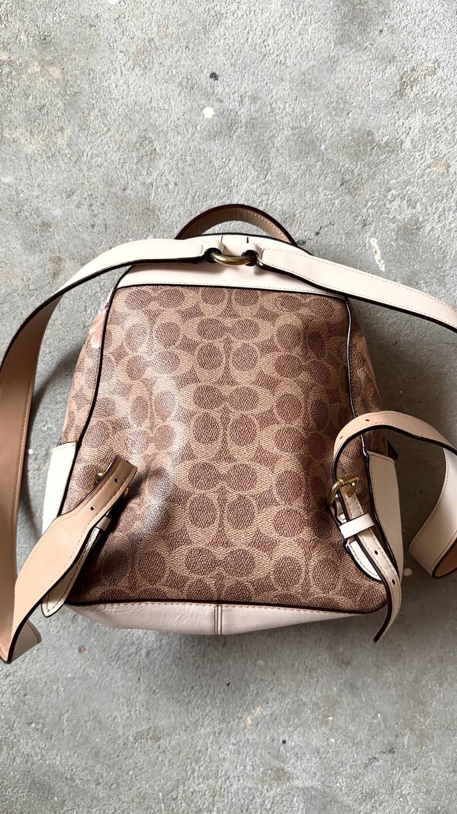 Coach Coach Signature Rose Backpack Brown/White Size ONE SIZE - 7 Thumbnail