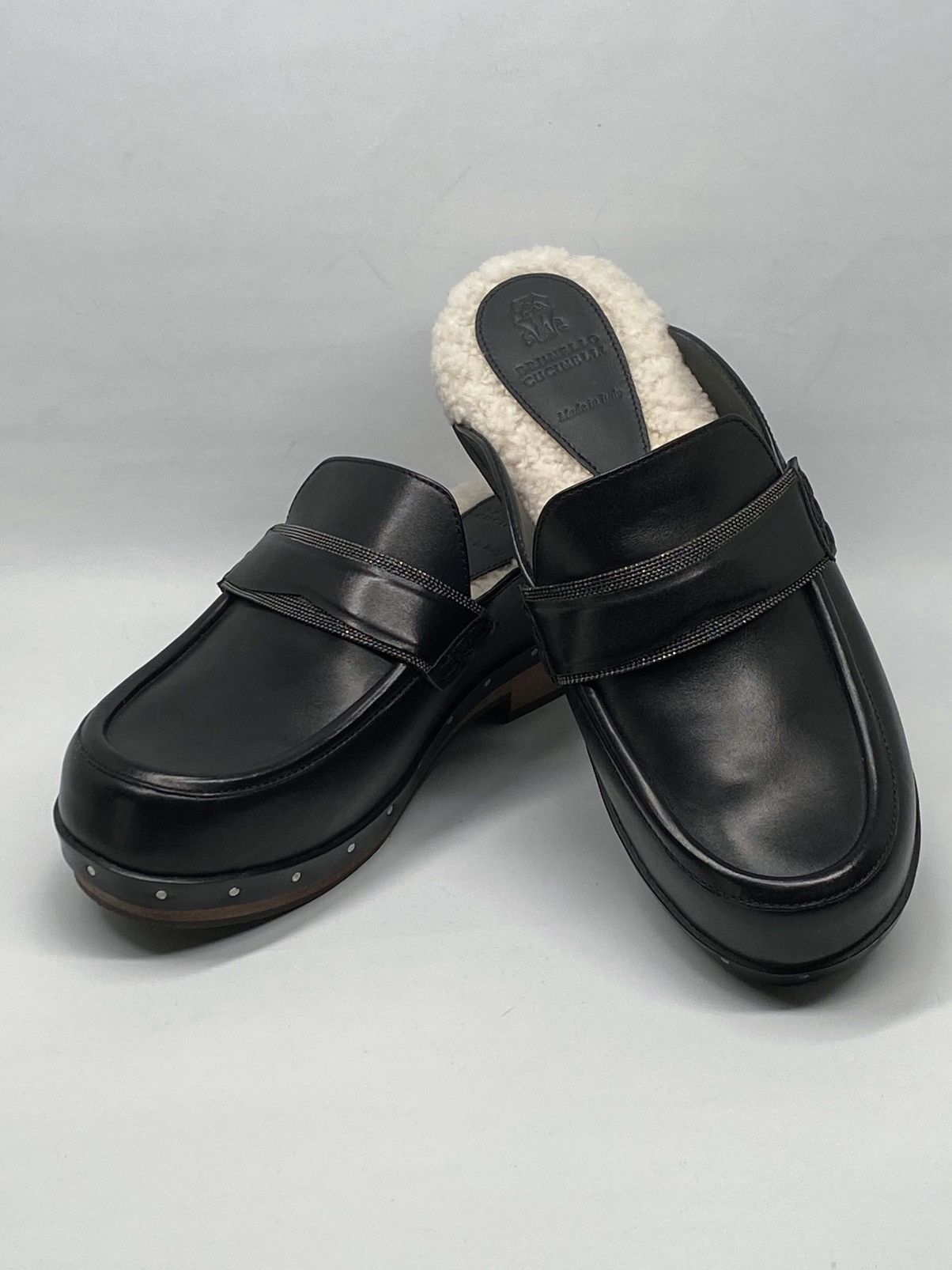 Brunello Cucinelli Brunello Cucinelli Beaded Shearling & Leather Clogs size 39 Size US 9 / IT 39 - 9 Thumbnail
