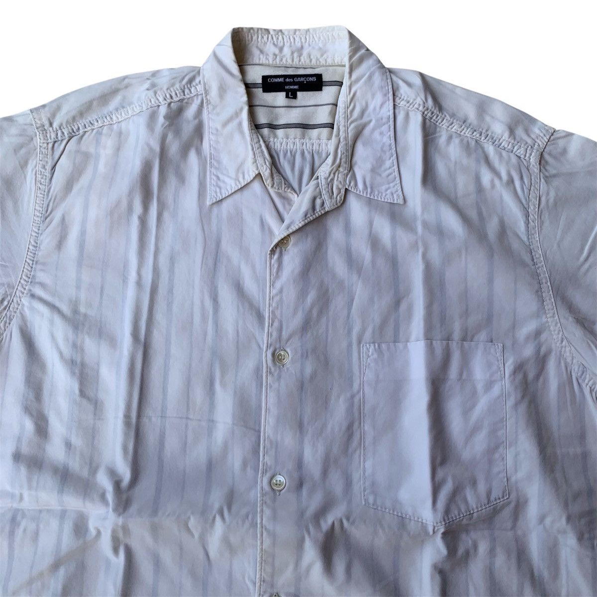 Comme des Garcons Homme Vintage Comme des Garcons Homme White Stripe Shirts Size US L / EU 52-54 / 3 - 4 Thumbnail