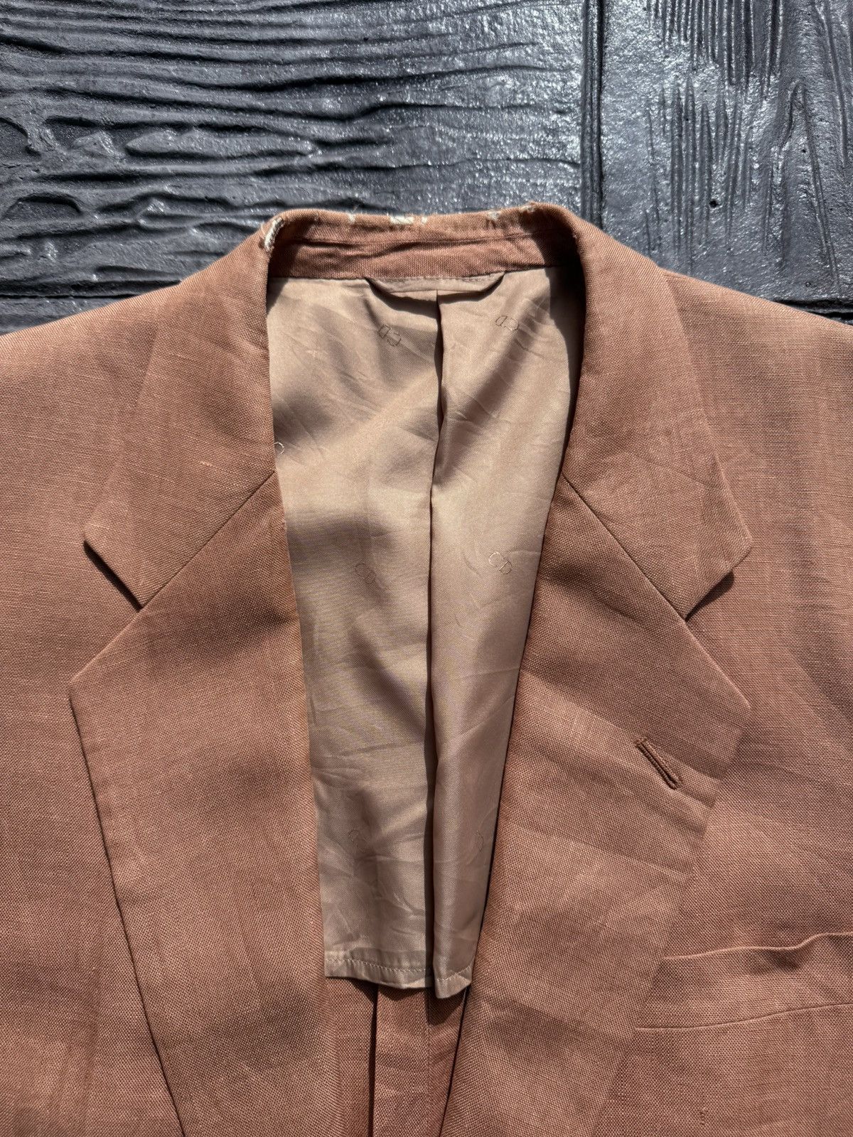 Christian Dior Monsieur 1980’s Christian Dior Monsieur Tailored Linen Peach Blazer Size 38R - 7 Thumbnail