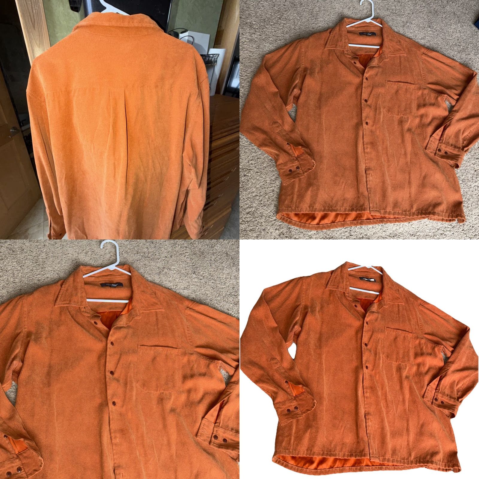 Croft & Barrow Croft&Barrow Shirt Mens 2XL PUMPKIN ORANGE sueded Button Up Long Sleeves Pocket Size US XXL / EU 58 / 5 - 9 Thumbnail