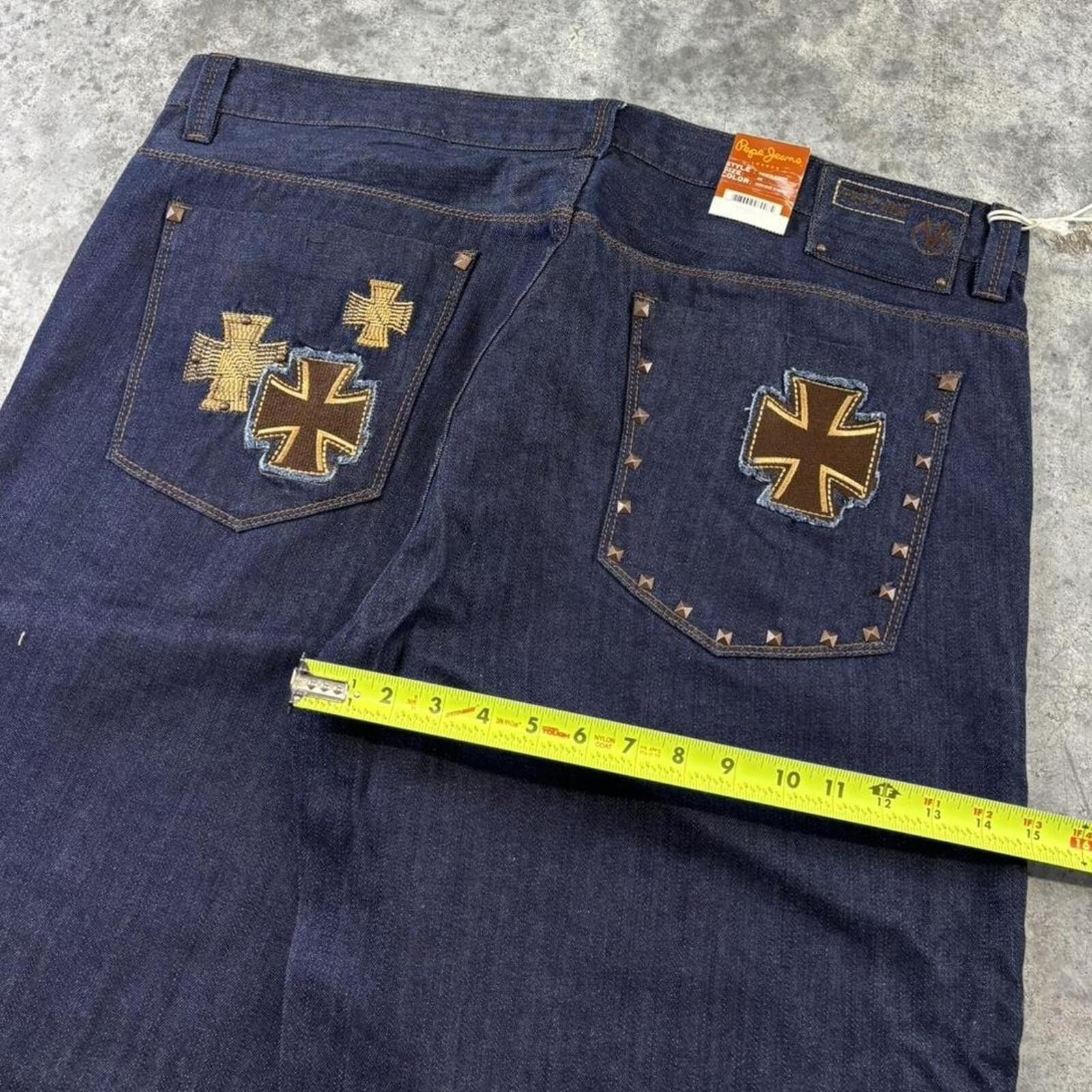 Pepe Jeans Pepe Y2K Grunge Wide Leg Baggy Embroidered Jorts Size US 42 / EU 58 - 3 Thumbnail