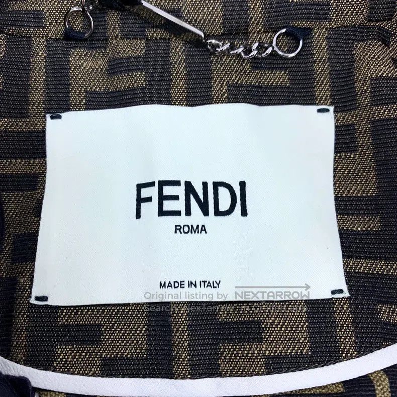 Fendi Fendi Dark Brown Logo Full-Print Lapel Belted Long Sleeve Size 4XL / US 24-26 - 6 Thumbnail