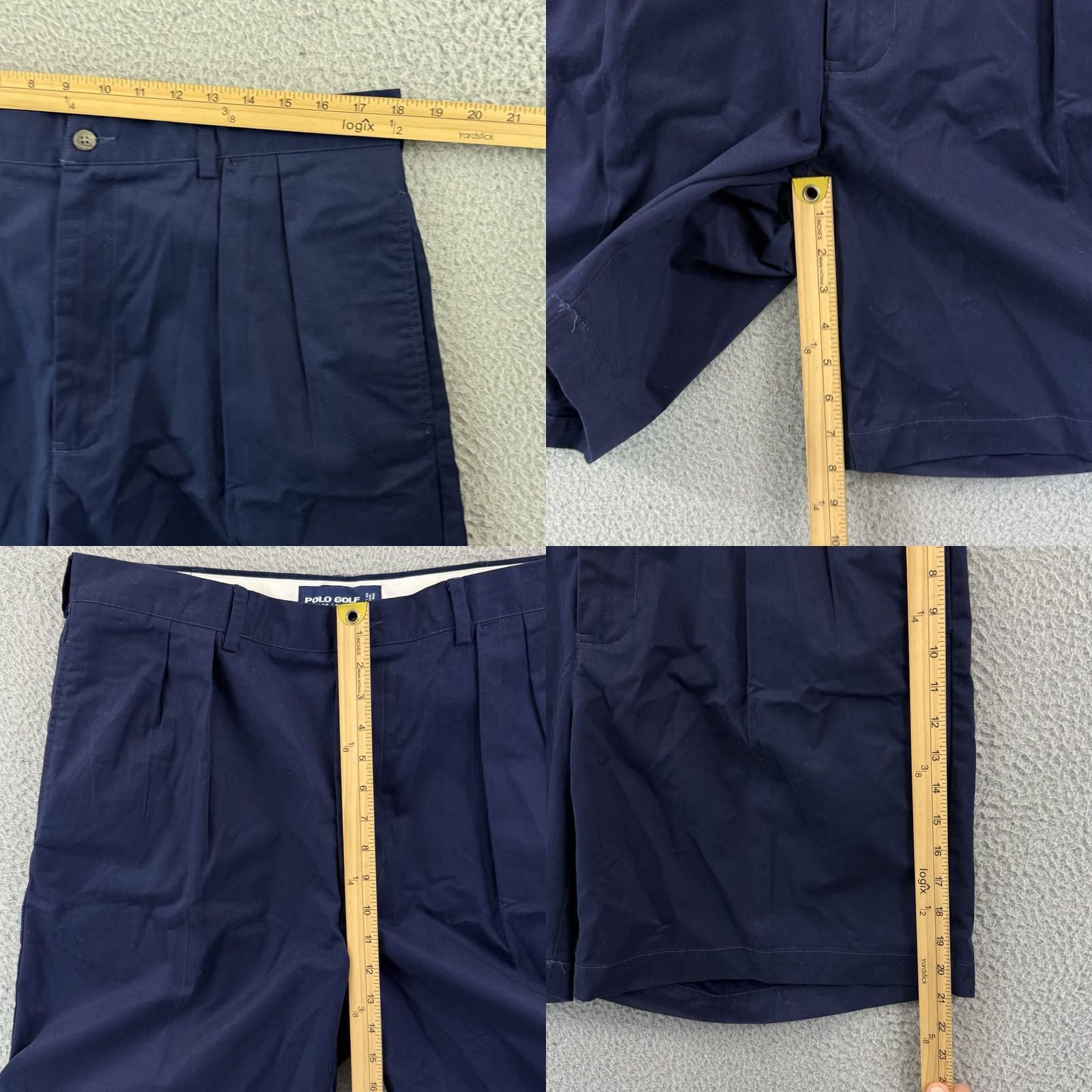 Ralph Lauren VINTAGE Ralph Lauren Polo The Classic Golf Shorts Mens 36 Blue Pleated Chino Cotton Canvas Polo Ralph Lauren Logo Zipper Front Pocket Size US M / EU 48-50 / 2 - 8 Thumbnail