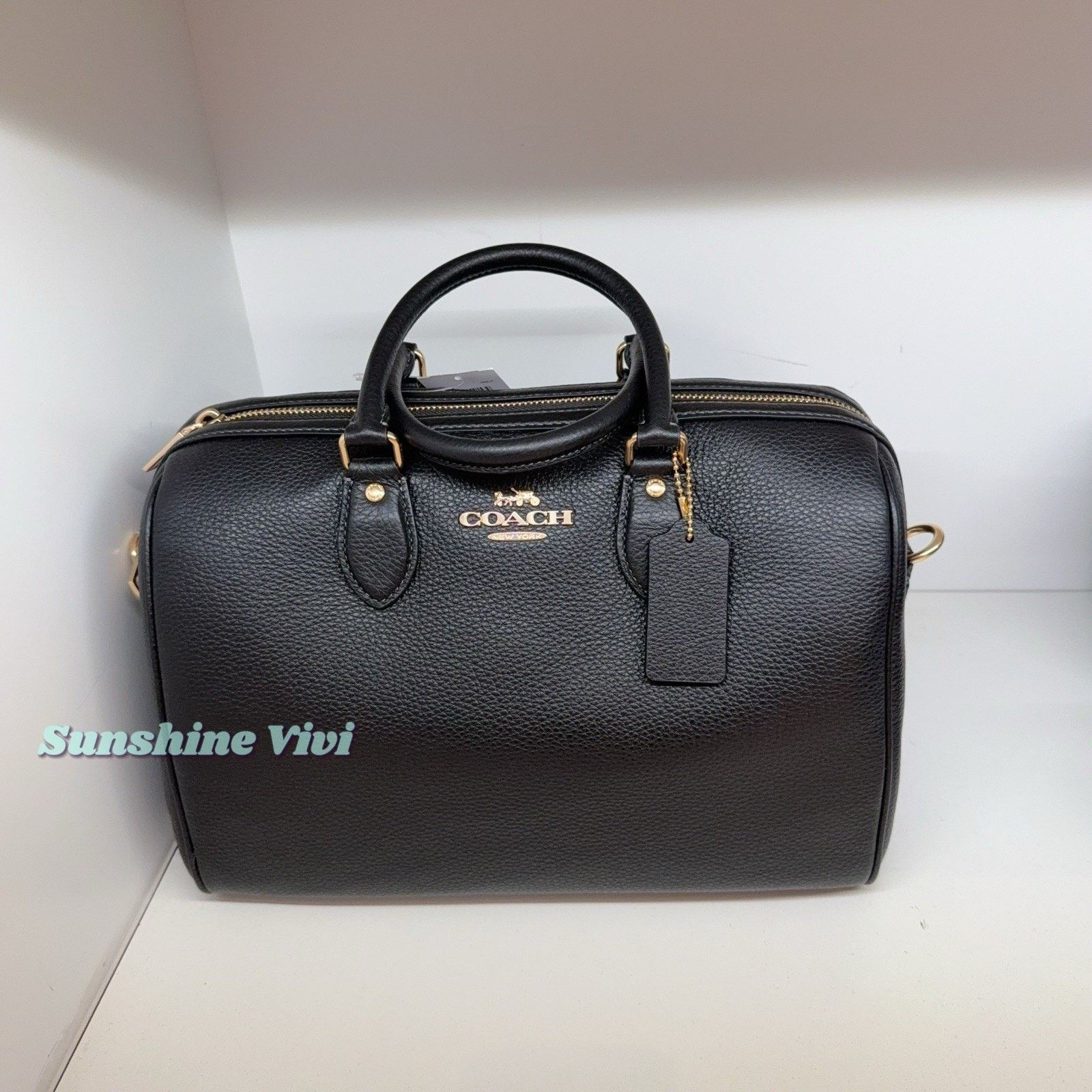Coach NWT Coach Rowan Large Satchel Bag Leather CV960 Gold/Black Size ONE SIZE - 1 Thumbnail