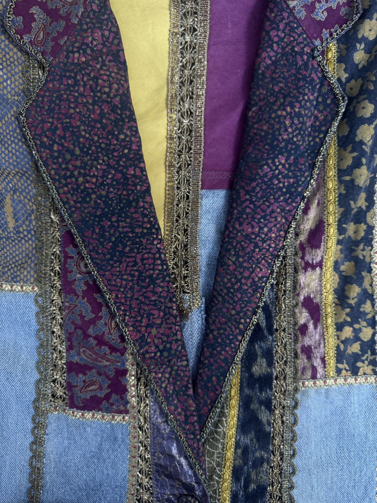 Roberto Cavalli 70's-80's Roberto Cavalli Denim & Leather Patchwork Blazer Size S / US 4 / IT 40 - 6 Thumbnail
