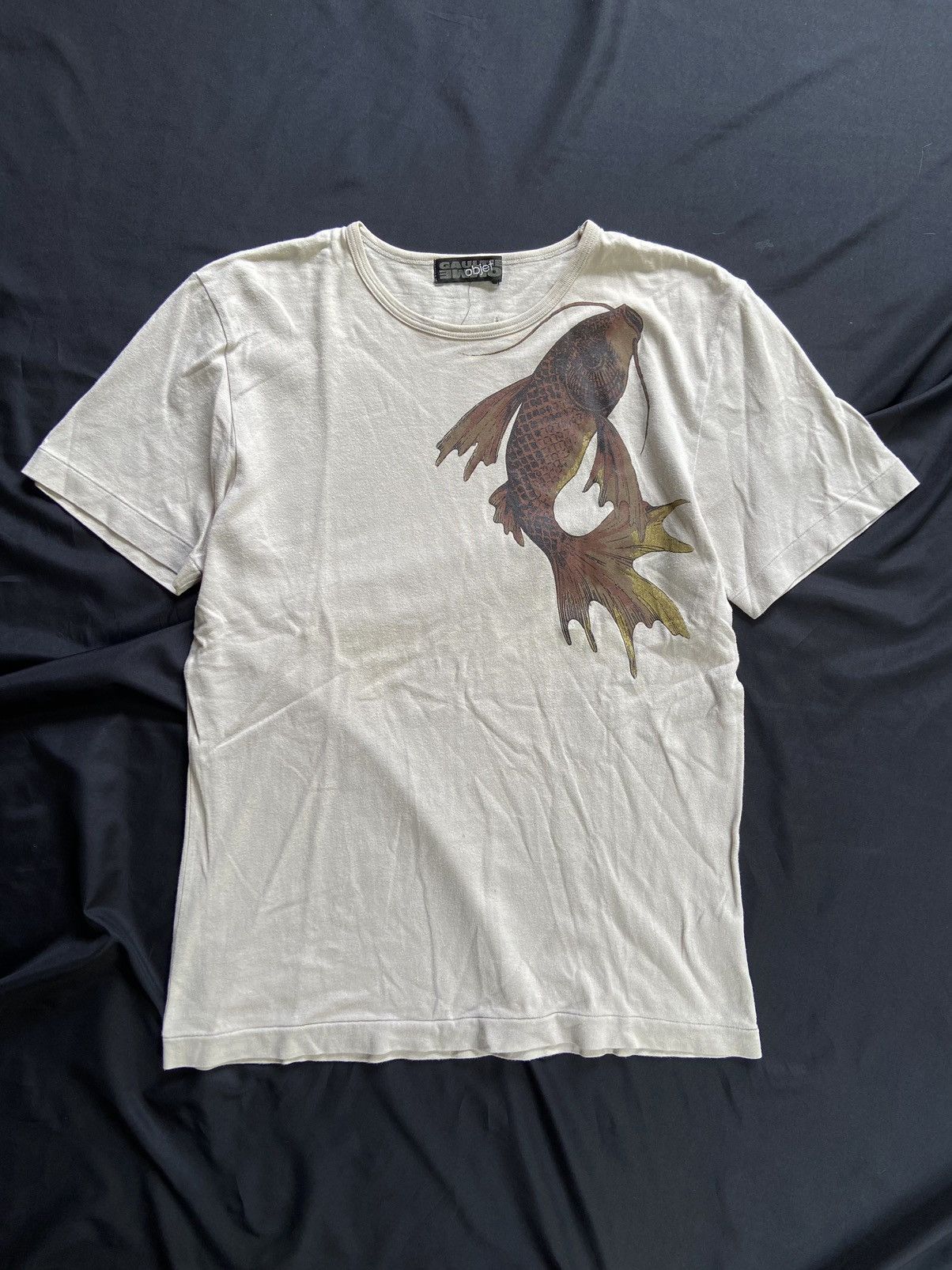 image of Gaultier Homme Objet x Jean Paul Gaultier Vintage Gaultier Homme Object Fish Tee in Brown (Size Med